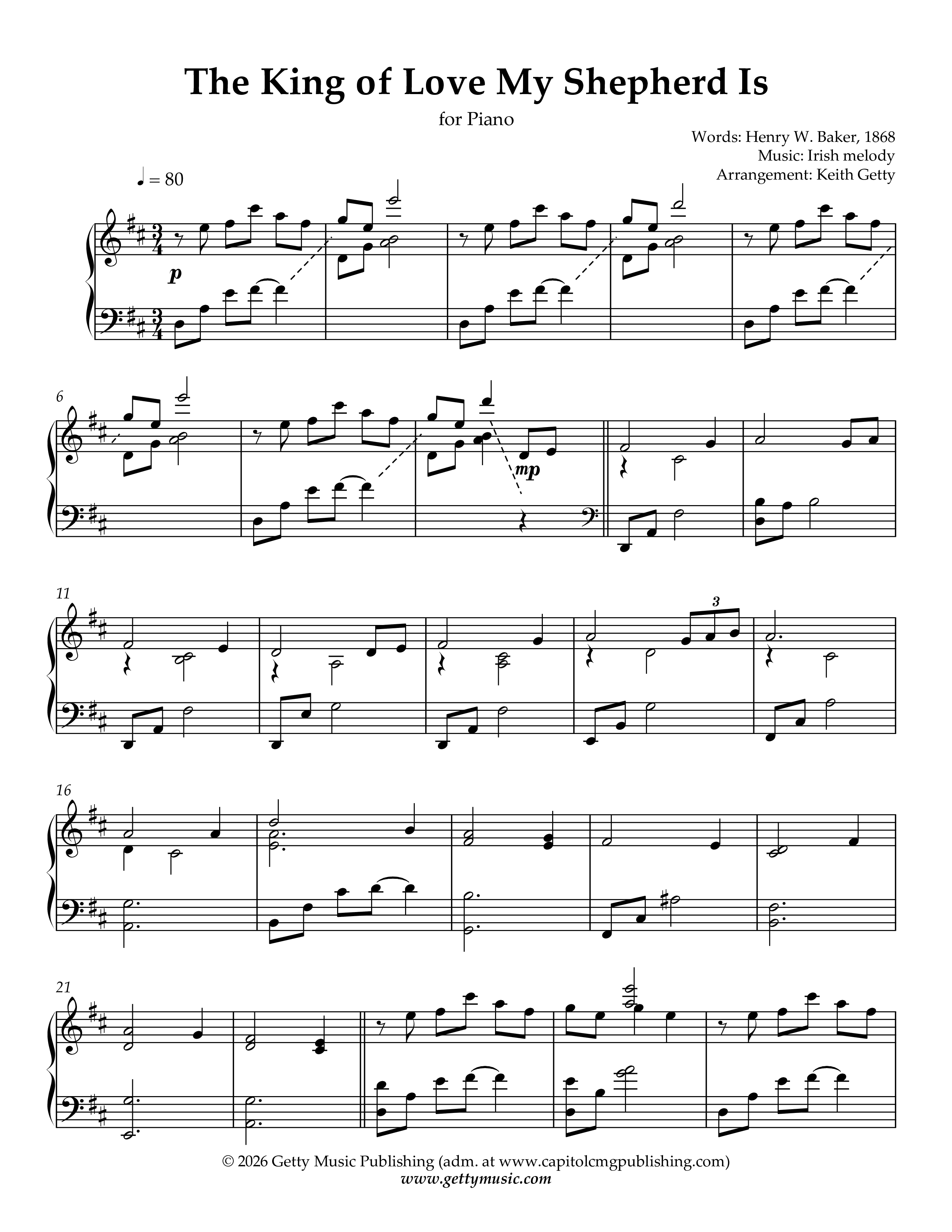 The King Of Love Is My Shepherd (Piano) Piano Sheet (Keith & Kristyn Getty)