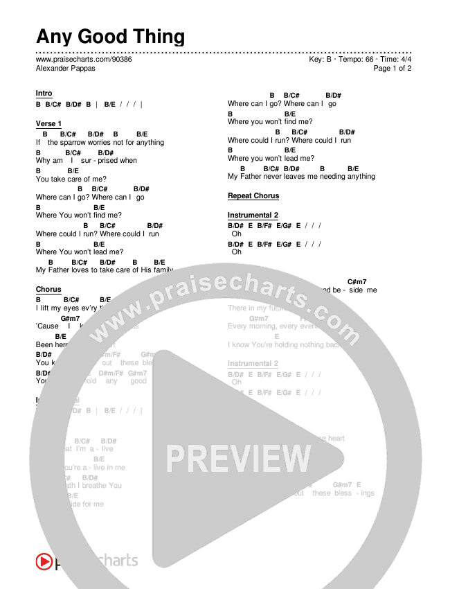 Any Good Thing Chord Chart (Alexander Pappas)