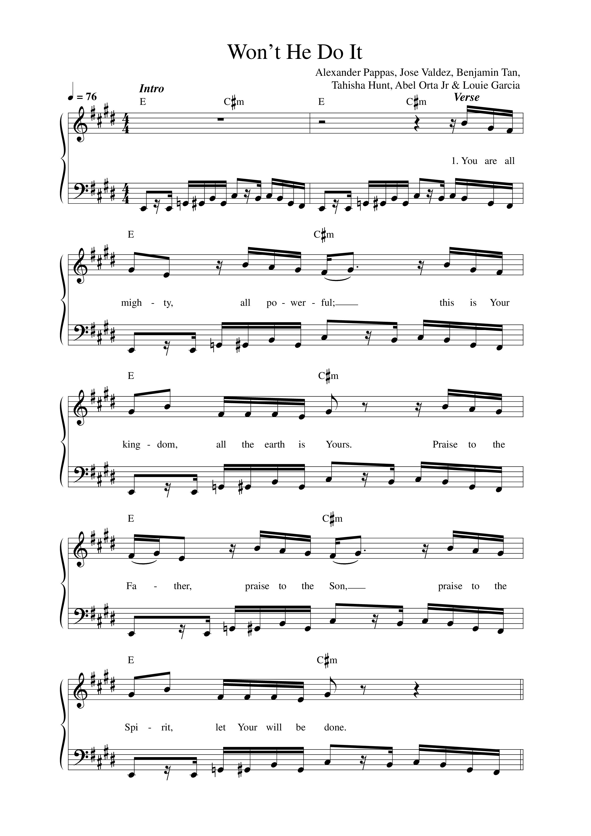 Won't He Do It Lead Sheet Melody (Alexander Pappas)