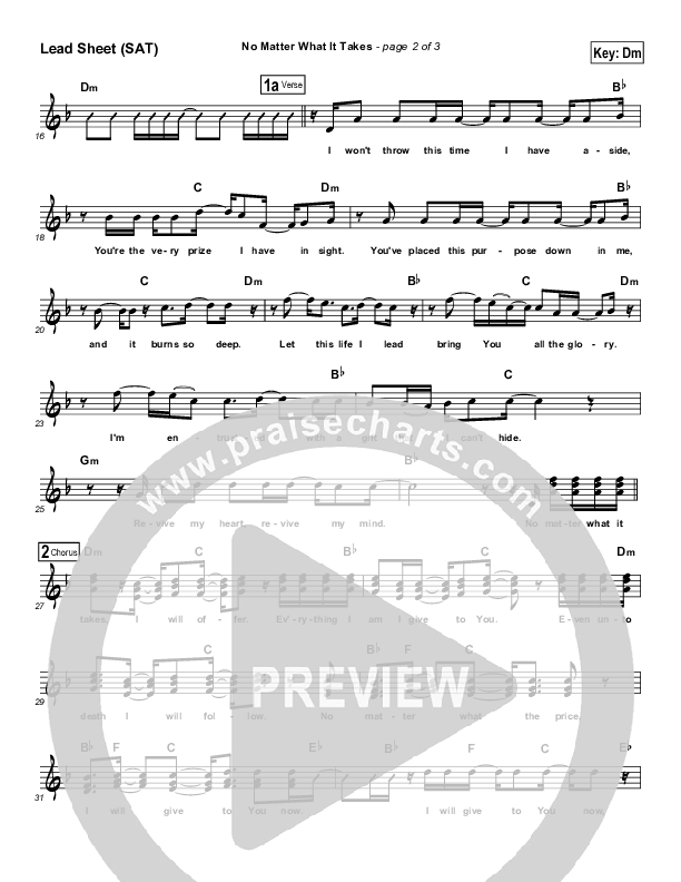 No Matter What It Takes Lead Sheet (Jeremy Camp)