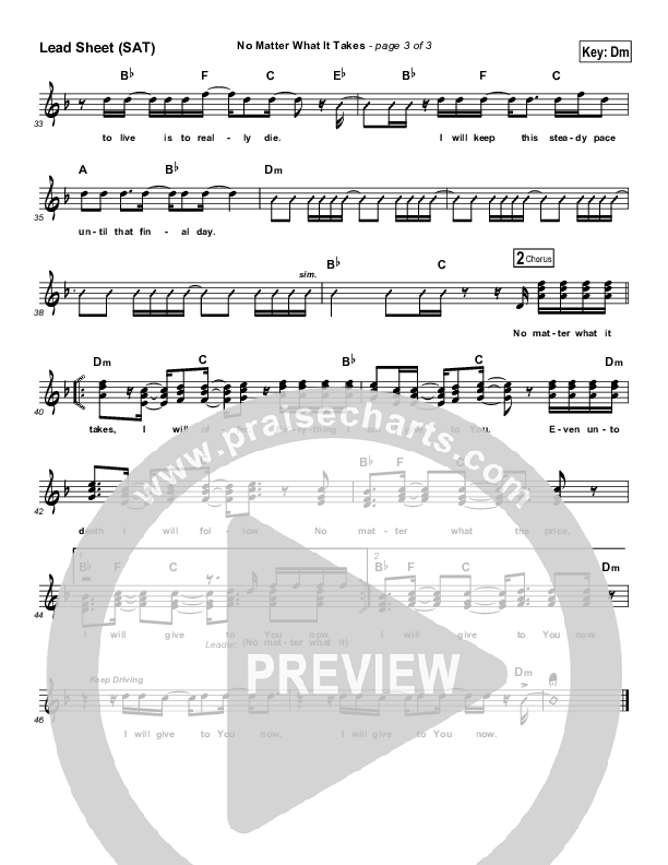 No Matter What It Takes Lead Sheet (Jeremy Camp)