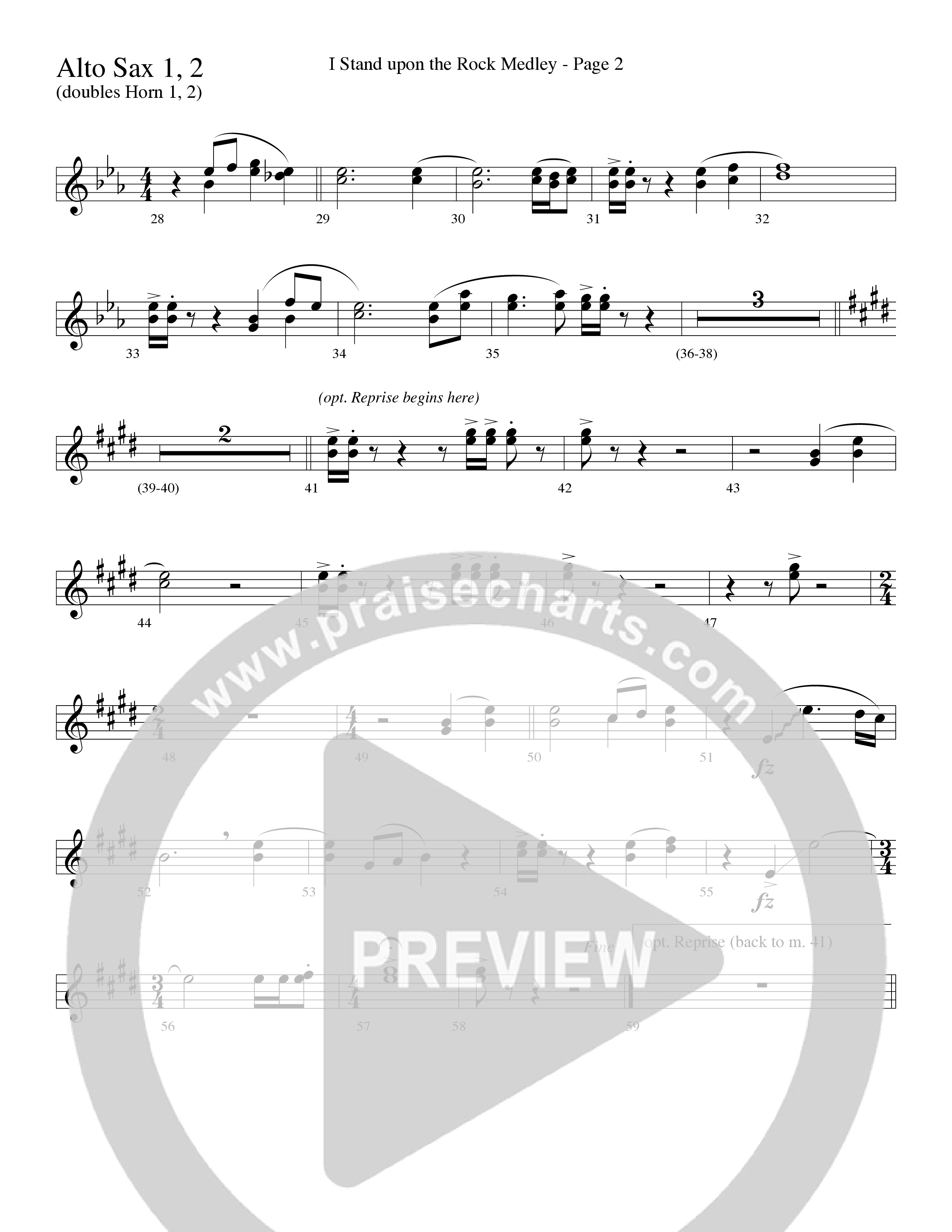 I Stand Upon The Rock Medley (with He Lifted Me, I Stand Upon The Rock Of Ages and Hide Me Rock of A (Choral Anthem SATB) Alto Sax 1/2 (Word Music Choral / Arr. Mike Speck / Arr. Danny Zaloudik / Arr. Lari Goss / Orch. Lari Goss)