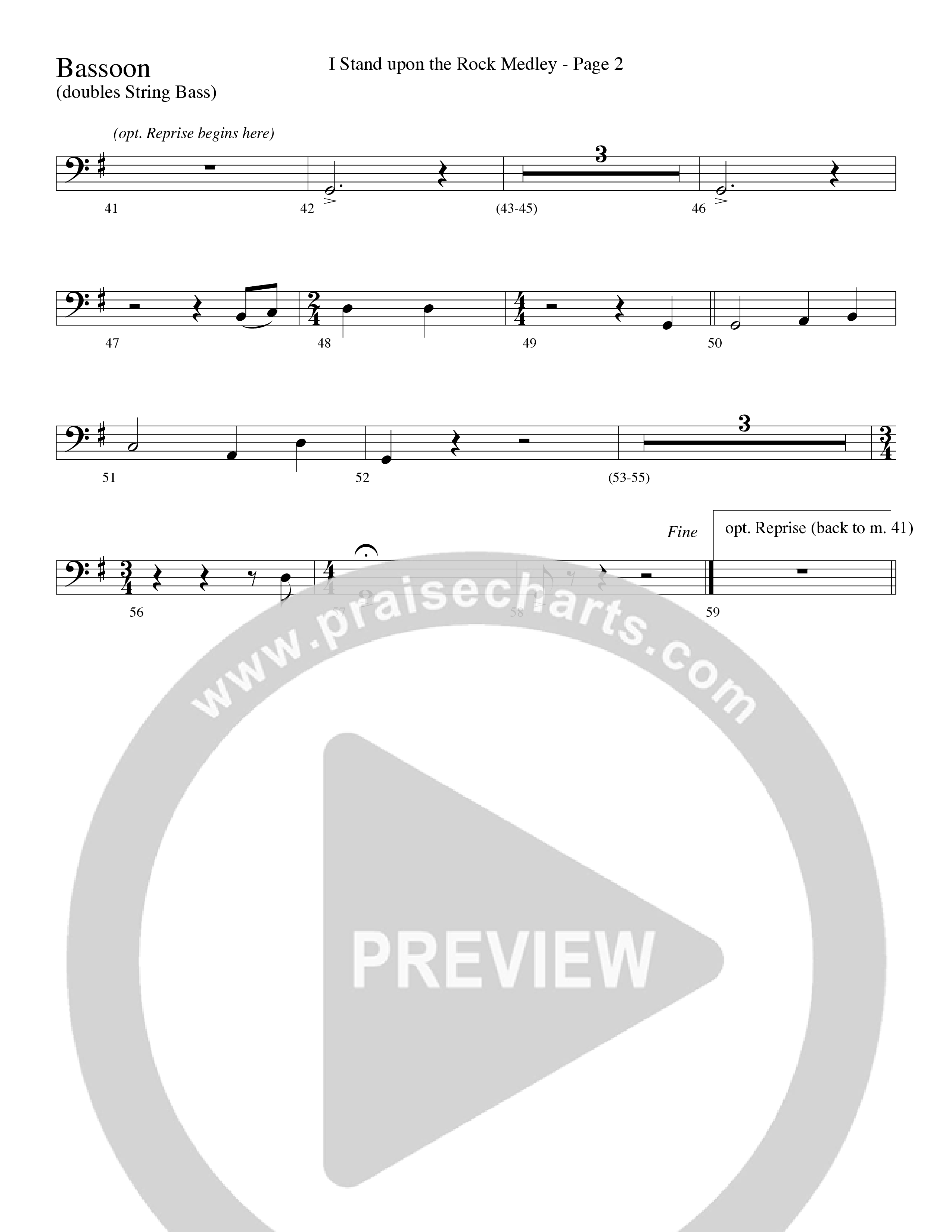 I Stand Upon The Rock Medley (with He Lifted Me, I Stand Upon The Rock Of Ages and Hide Me Rock of A (Choral Anthem SATB) Bassoon (Word Music Choral / Arr. Mike Speck / Arr. Danny Zaloudik / Arr. Lari Goss / Orch. Lari Goss)