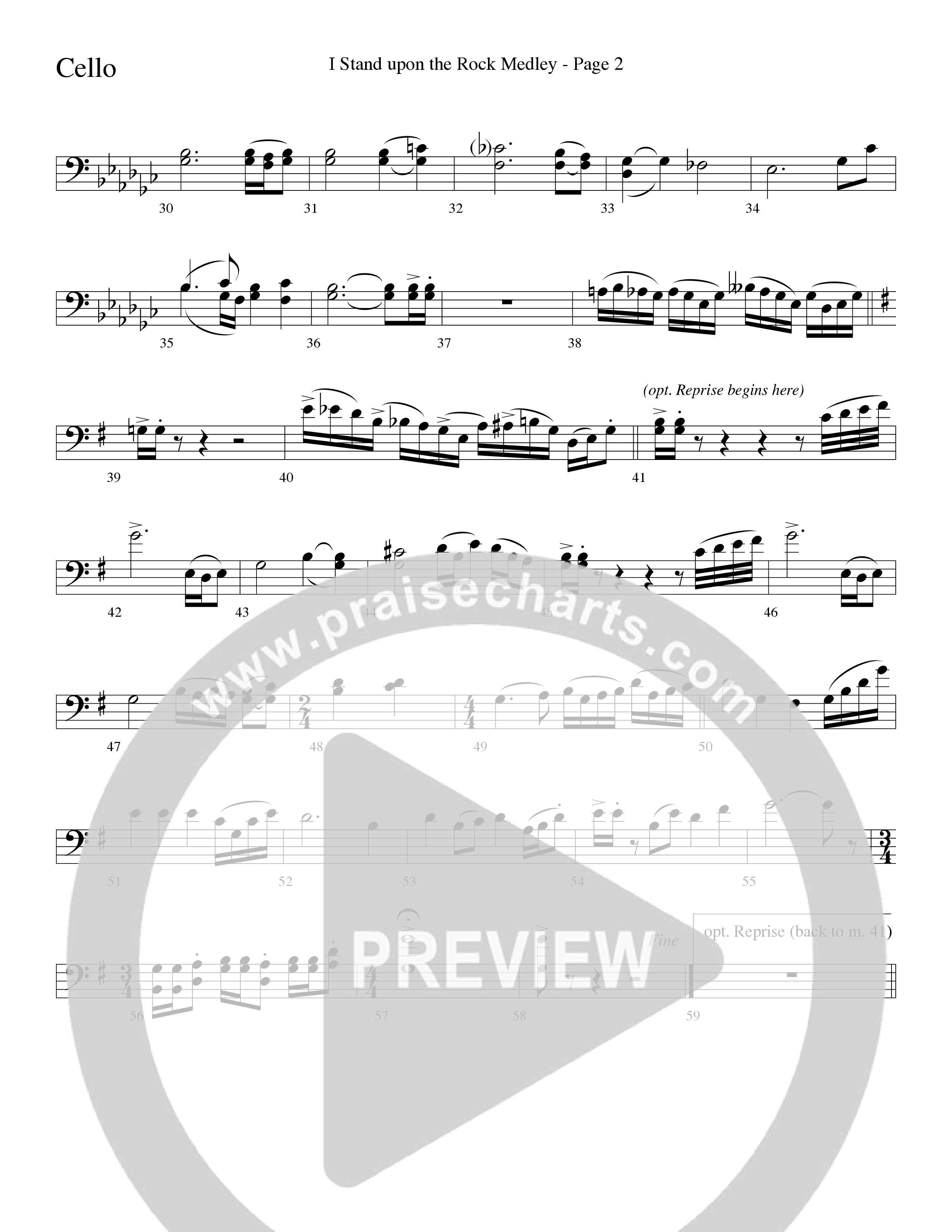 I Stand Upon The Rock Medley (with He Lifted Me, I Stand Upon The Rock Of Ages and Hide Me Rock of A (Choral Anthem SATB) Cello (Word Music Choral / Arr. Mike Speck / Arr. Danny Zaloudik / Arr. Lari Goss / Orch. Lari Goss)