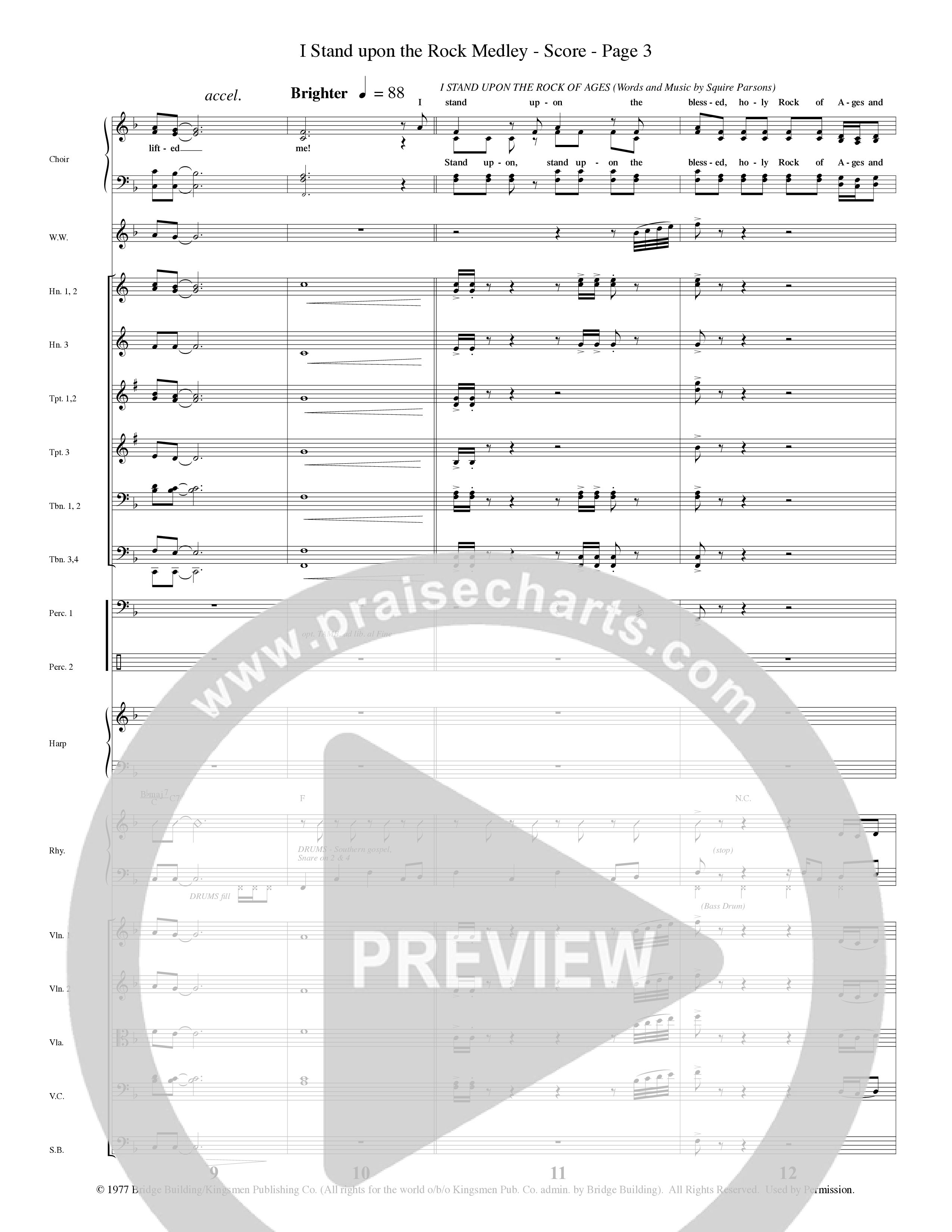 I Stand Upon The Rock Medley (with He Lifted Me, I Stand Upon The Rock Of Ages and Hide Me Rock of A (Choral Anthem SATB) Orchestration (Word Music Choral / Arr. Mike Speck / Arr. Danny Zaloudik / Arr. Lari Goss / Orch. Lari Goss)