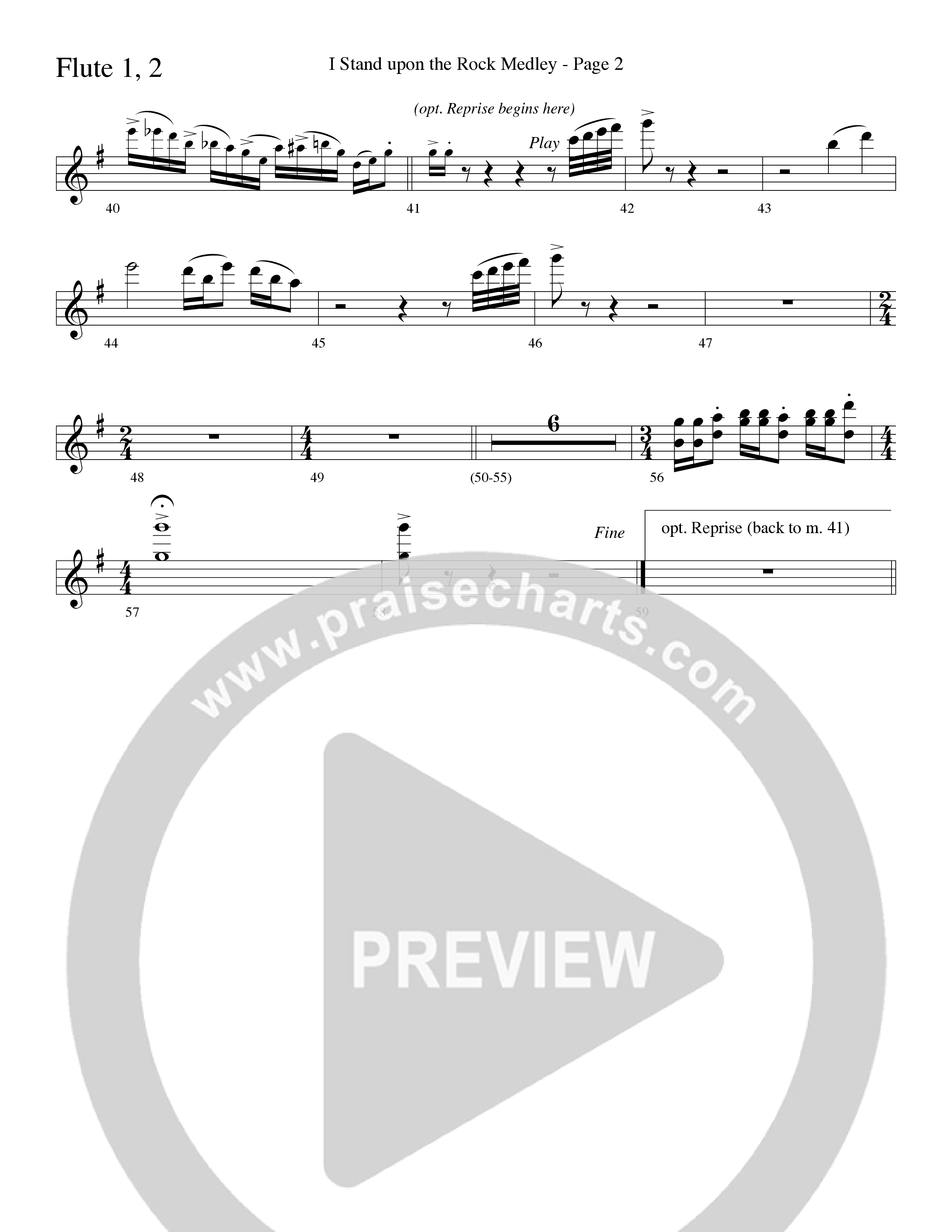 I Stand Upon The Rock Medley (with He Lifted Me, I Stand Upon The Rock Of Ages and Hide Me Rock of A (Choral Anthem SATB) Flute 1/2 (Word Music Choral / Arr. Mike Speck / Arr. Danny Zaloudik / Arr. Lari Goss / Orch. Lari Goss)