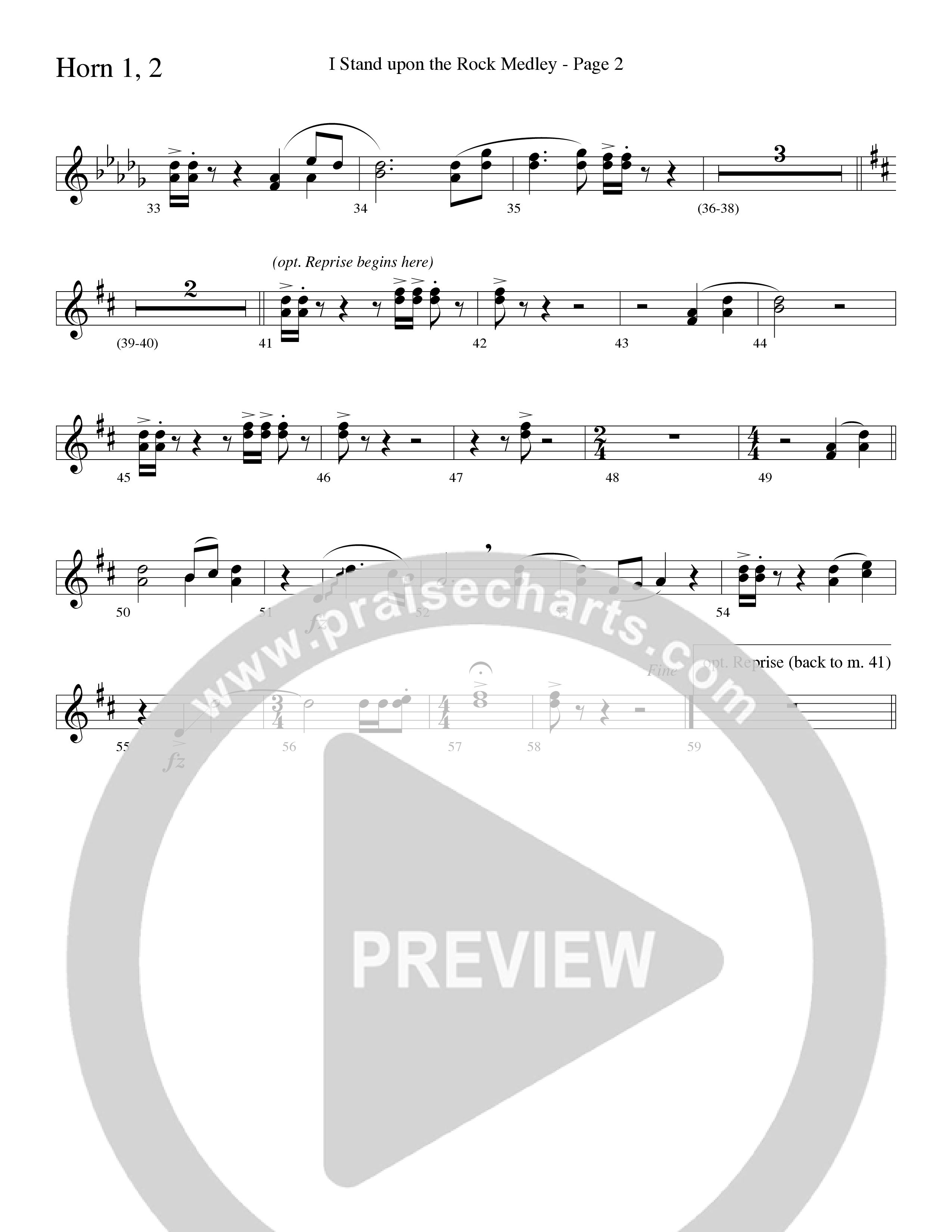 I Stand Upon The Rock Medley (with He Lifted Me, I Stand Upon The Rock Of Ages and Hide Me Rock of A (Choral Anthem SATB) French Horn 1/2 (Word Music Choral / Arr. Mike Speck / Arr. Danny Zaloudik / Arr. Lari Goss / Orch. Lari Goss)