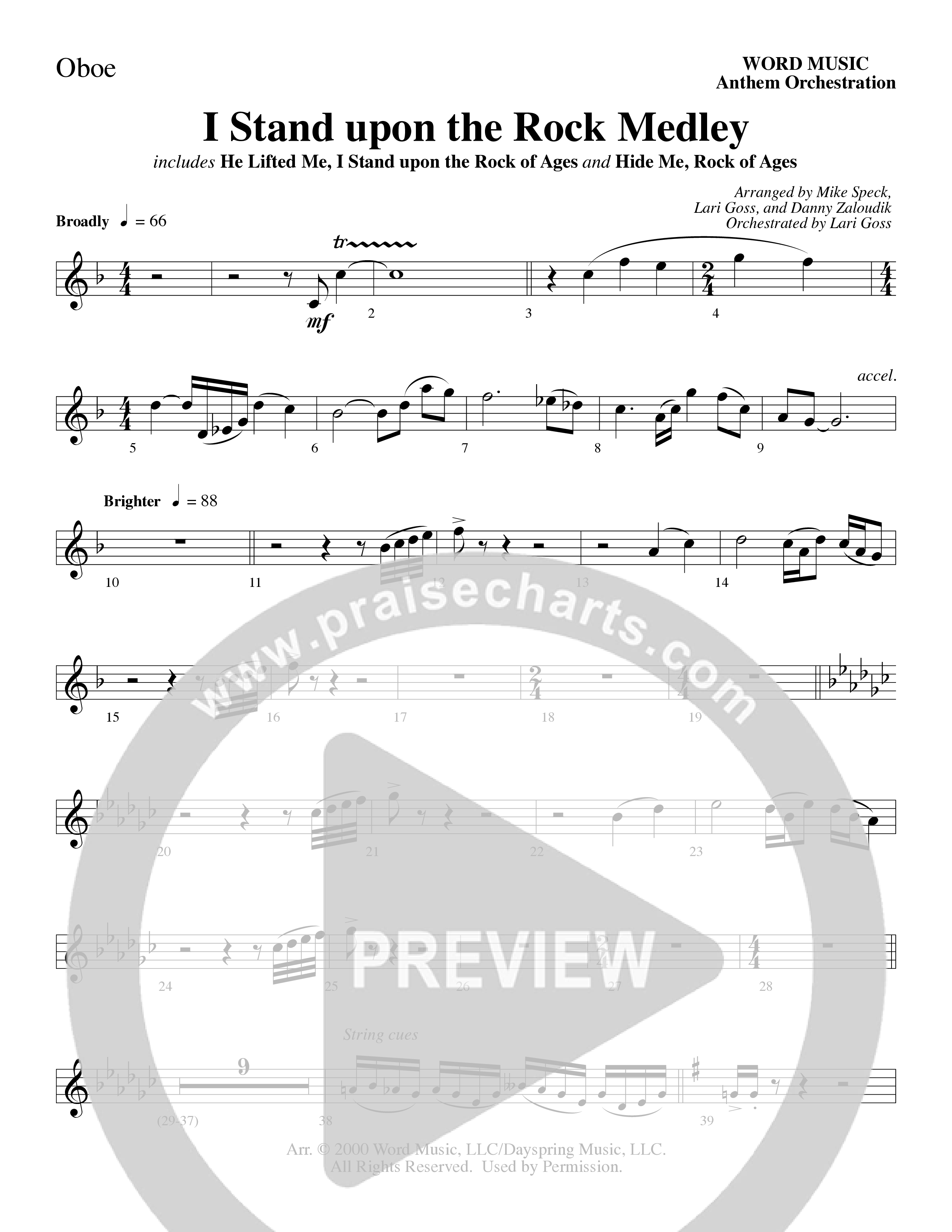 I Stand Upon The Rock Medley (with He Lifted Me, I Stand Upon The Rock Of Ages and Hide Me Rock of A (Choral Anthem SATB) Oboe (Word Music Choral / Arr. Mike Speck / Arr. Danny Zaloudik / Arr. Lari Goss / Orch. Lari Goss)