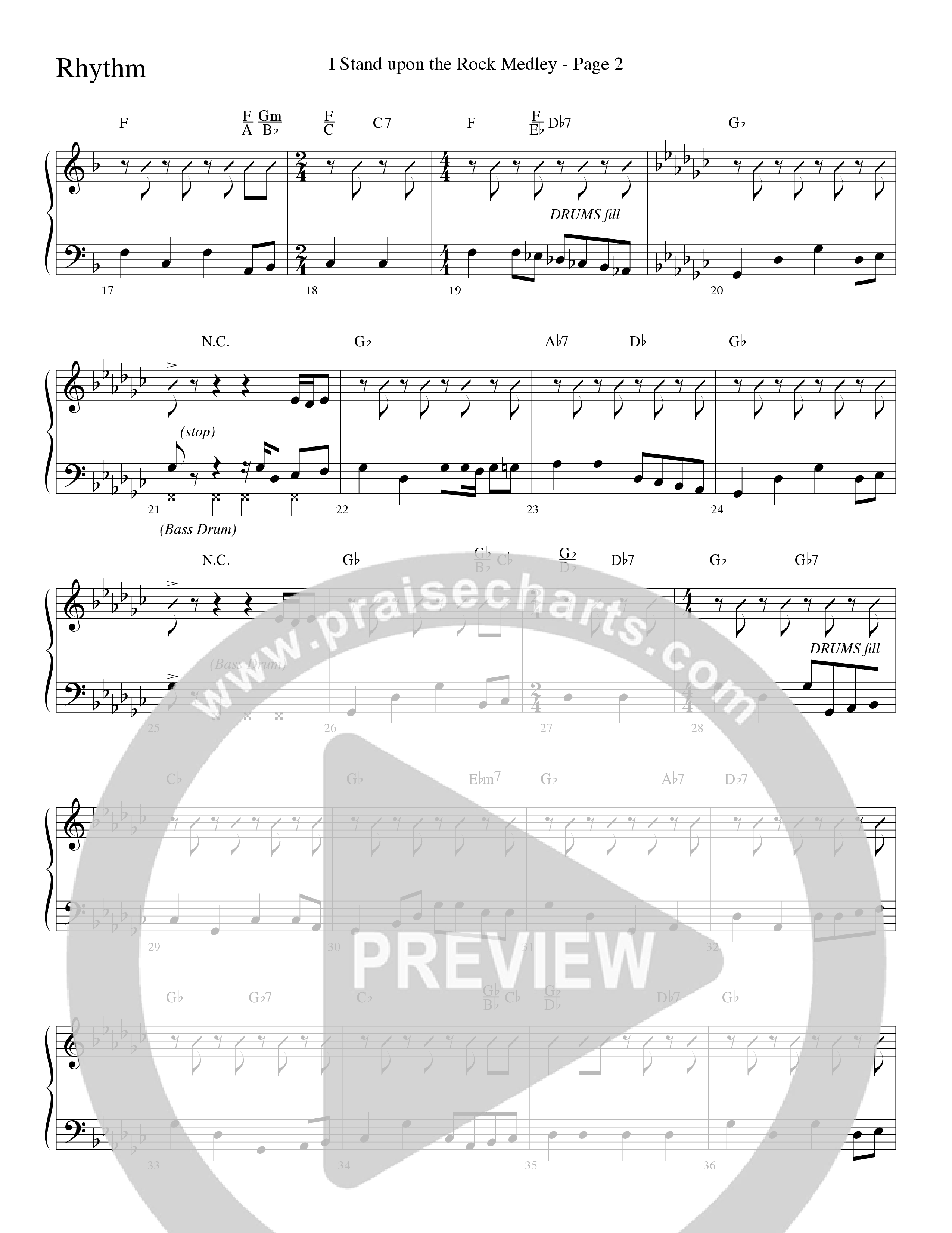 I Stand Upon The Rock Medley (with He Lifted Me, I Stand Upon The Rock Of Ages and Hide Me Rock of A (Choral Anthem SATB) Rhythm Chart (Word Music Choral / Arr. Mike Speck / Arr. Danny Zaloudik / Arr. Lari Goss / Orch. Lari Goss)