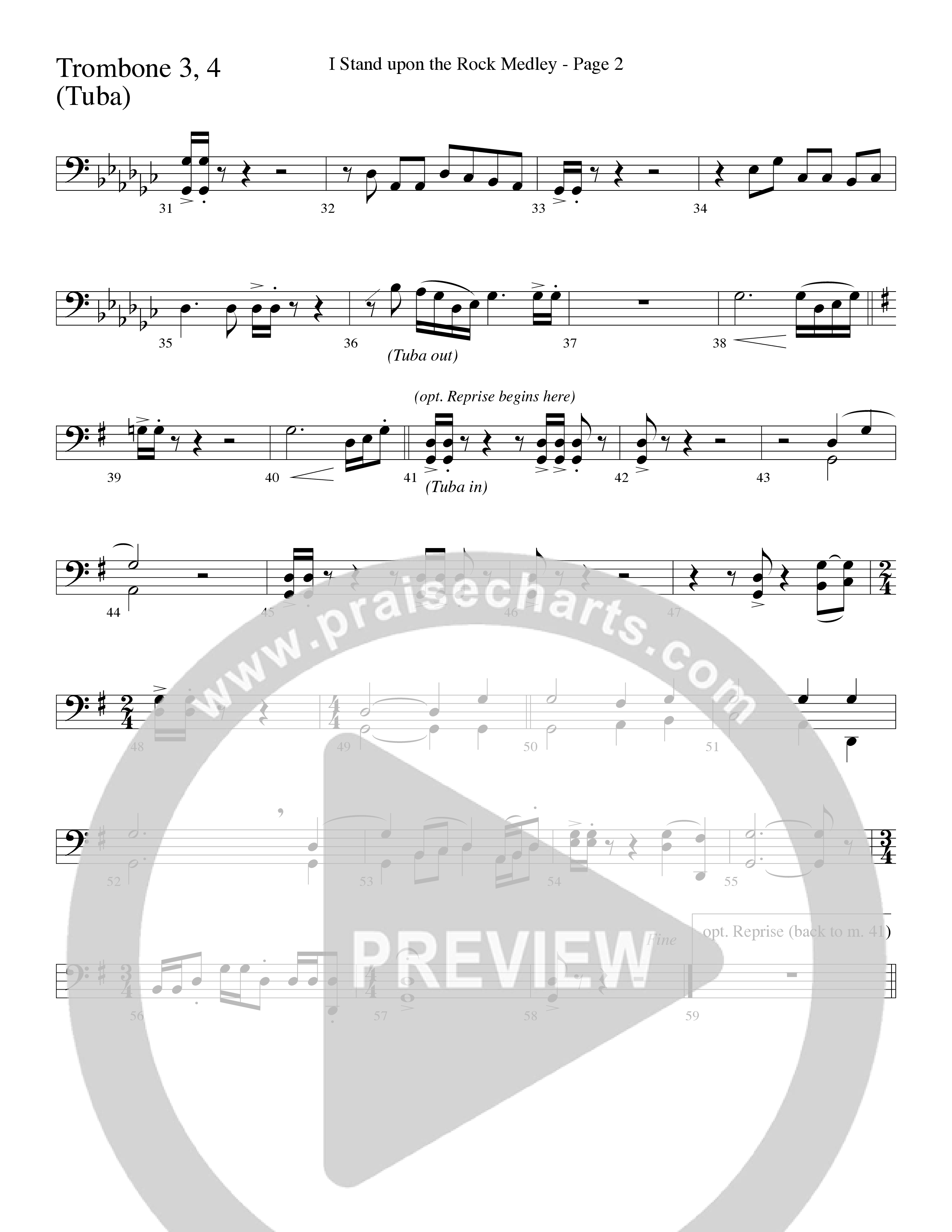 I Stand Upon The Rock Medley (with He Lifted Me, I Stand Upon The Rock Of Ages and Hide Me Rock of A (Choral Anthem SATB) Trombone 3/4 (Word Music Choral / Arr. Mike Speck / Arr. Danny Zaloudik / Arr. Lari Goss / Orch. Lari Goss)