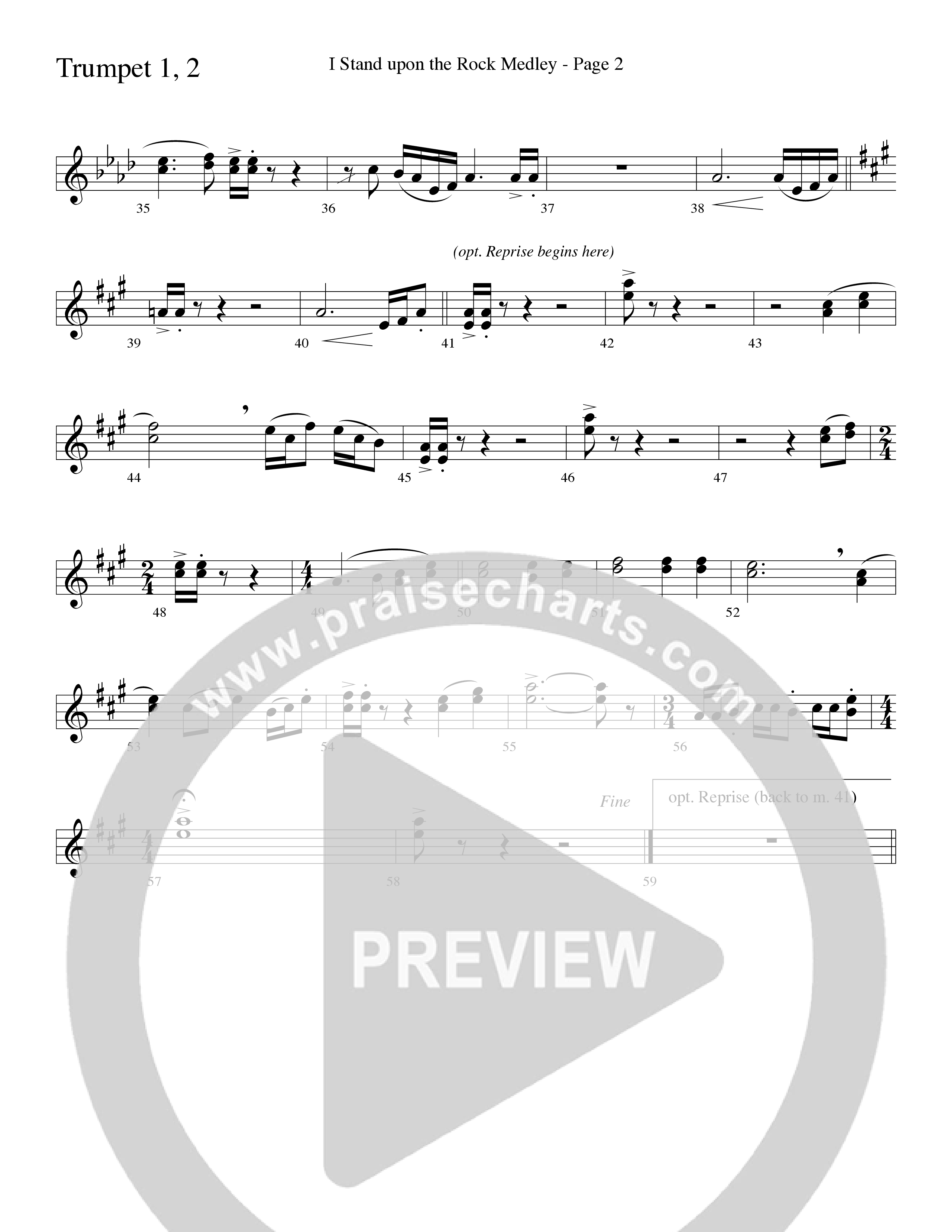 I Stand Upon The Rock Medley (with He Lifted Me, I Stand Upon The Rock Of Ages and Hide Me Rock of A (Choral Anthem SATB) Trumpet 1,2 (Word Music Choral / Arr. Mike Speck / Arr. Danny Zaloudik / Arr. Lari Goss / Orch. Lari Goss)