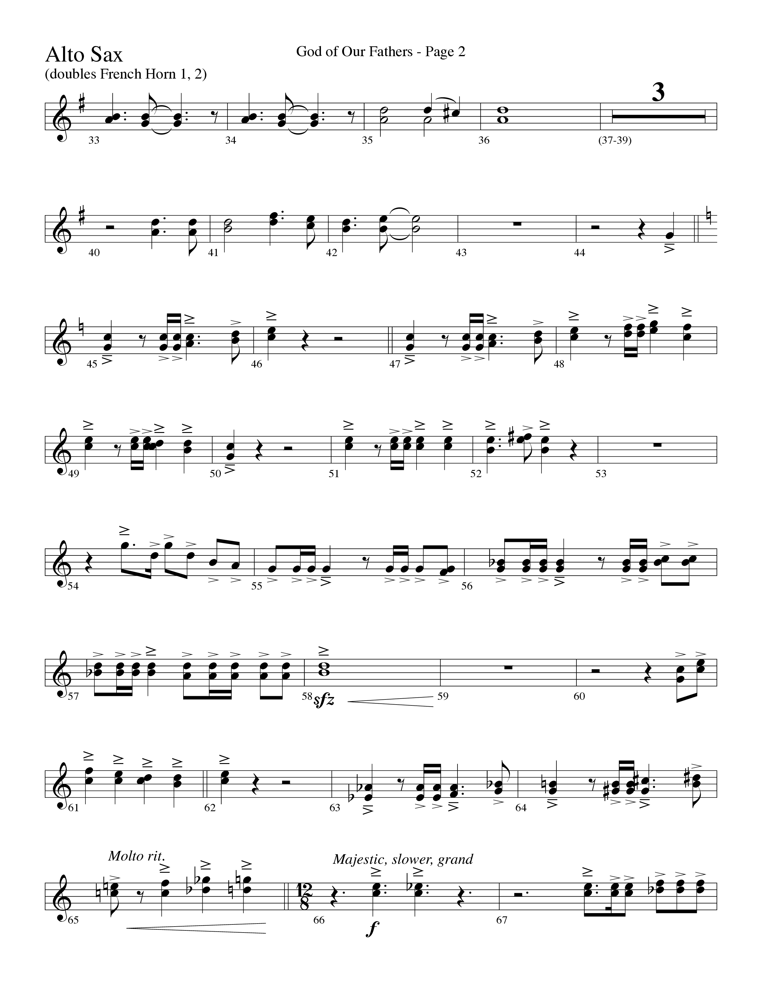 God Of Our Fathers (Choral Anthem SATB) Alto Sax (Word Music Choral / Arr. David Clydesdale)