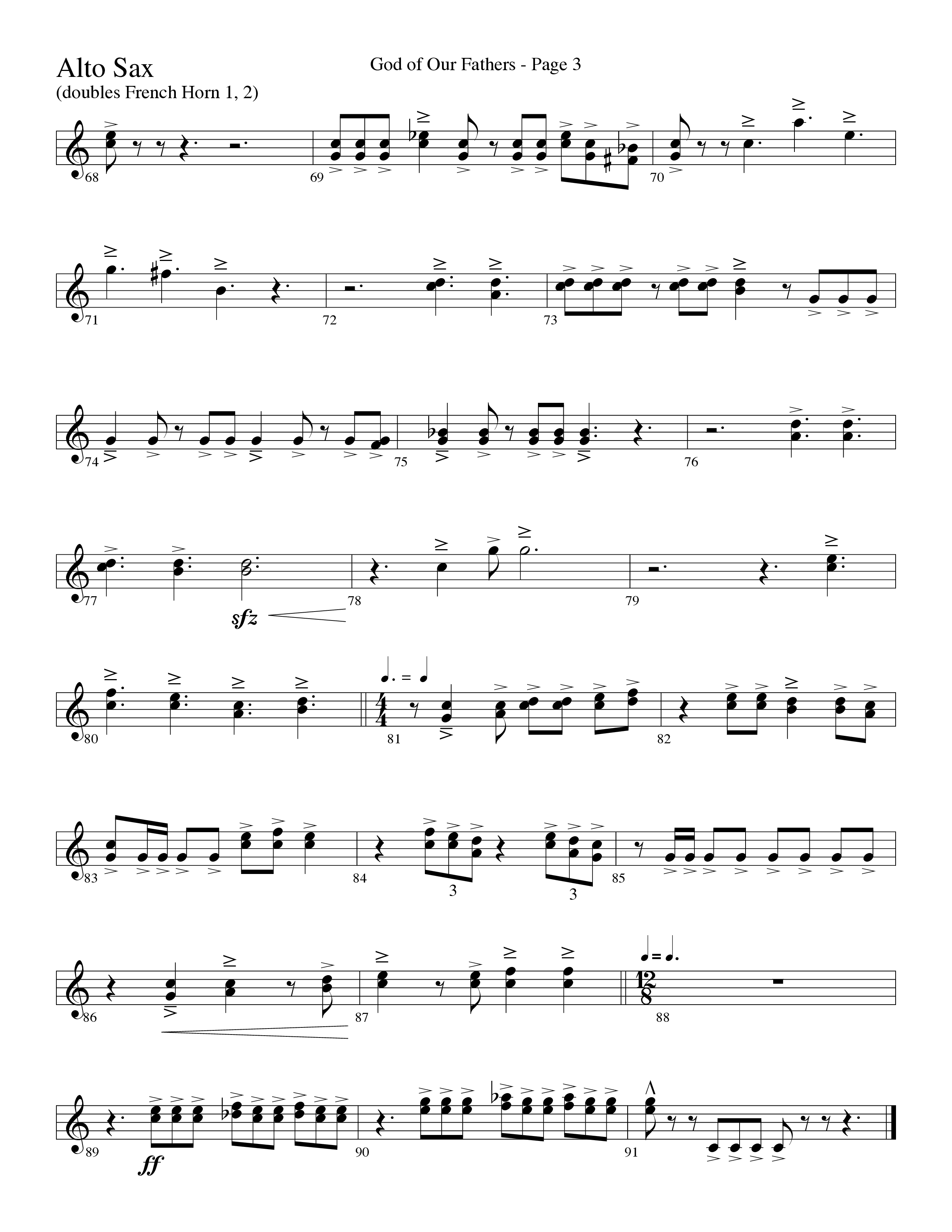 God Of Our Fathers (Choral Anthem SATB) Alto Sax (Word Music Choral / Arr. David Clydesdale)