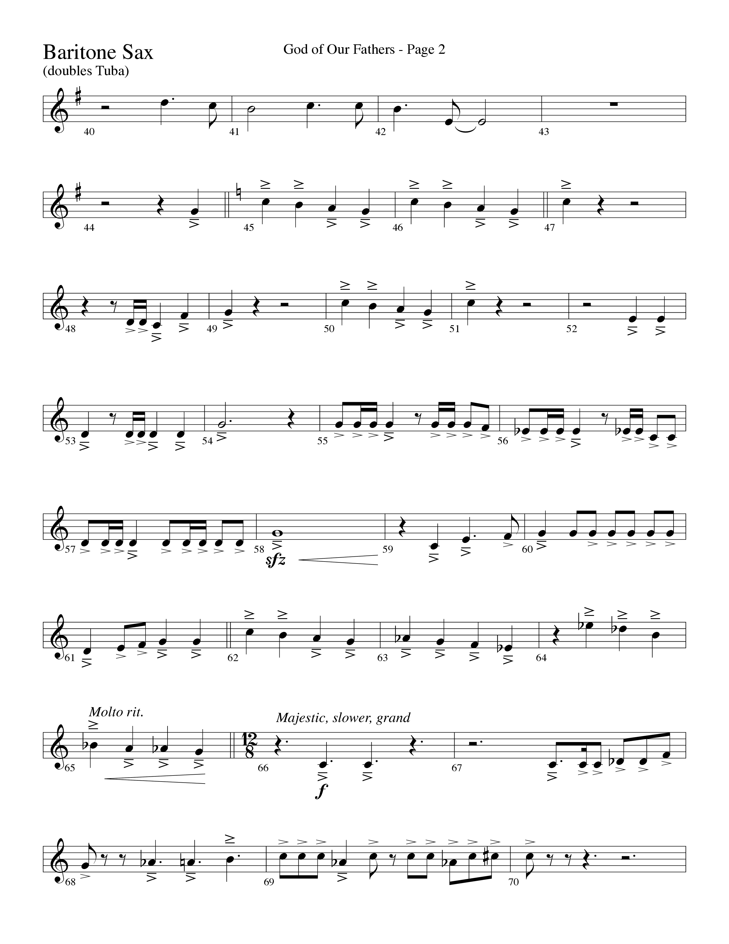 God Of Our Fathers (Choral Anthem SATB) Bari Sax (Word Music Choral / Arr. David Clydesdale)