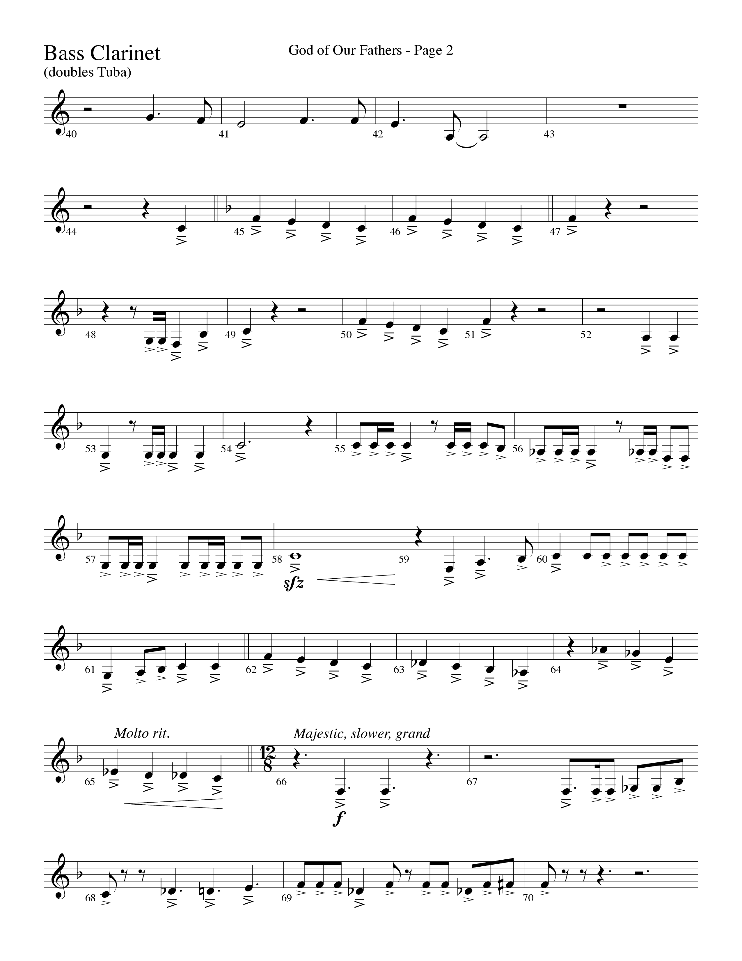 God Of Our Fathers (Choral Anthem SATB) Bass Clarinet (Word Music Choral / Arr. David Clydesdale)