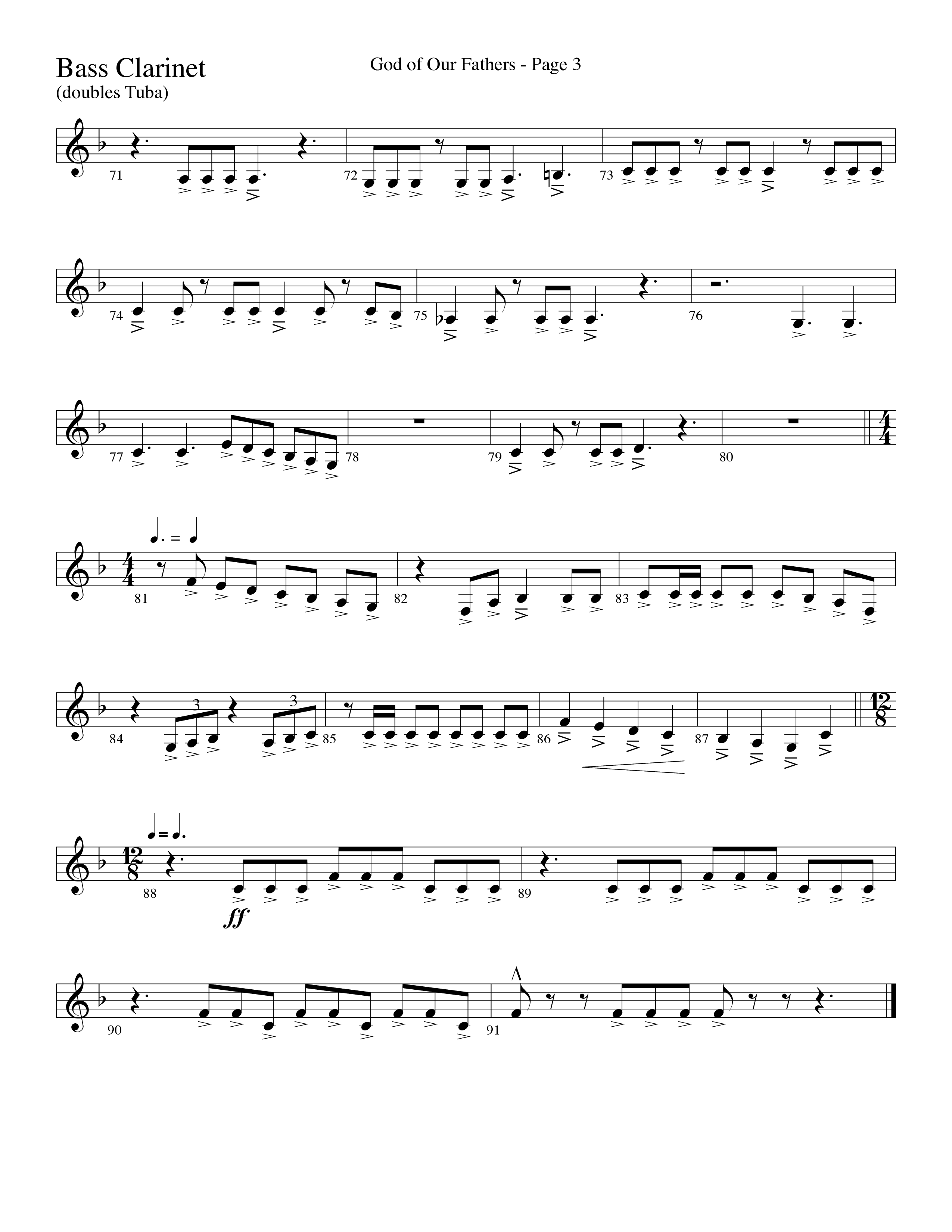 God Of Our Fathers (Choral Anthem SATB) Bass Clarinet (Word Music Choral / Arr. David Clydesdale)