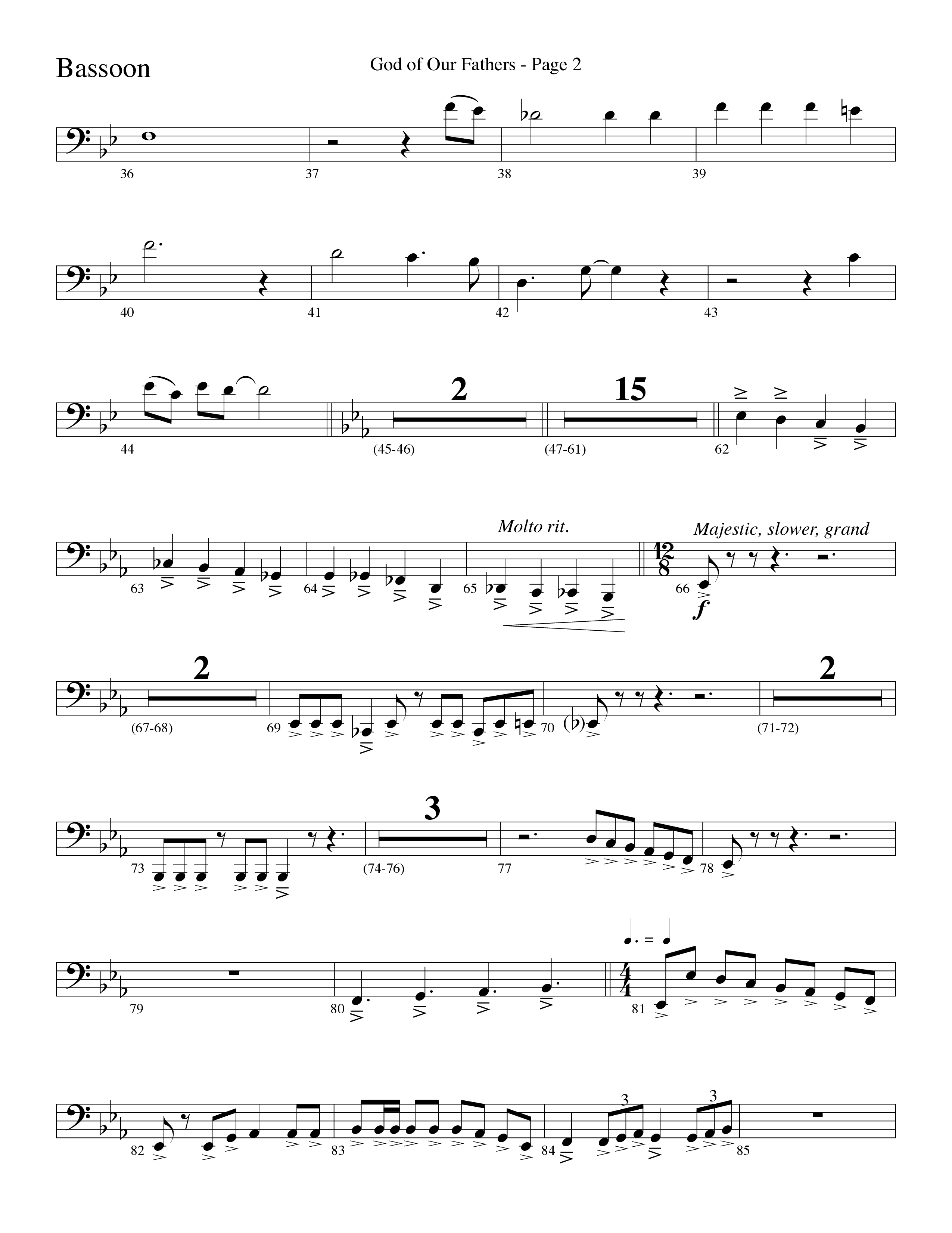 God Of Our Fathers (Choral Anthem SATB) Bassoon (Word Music Choral / Arr. David Clydesdale)