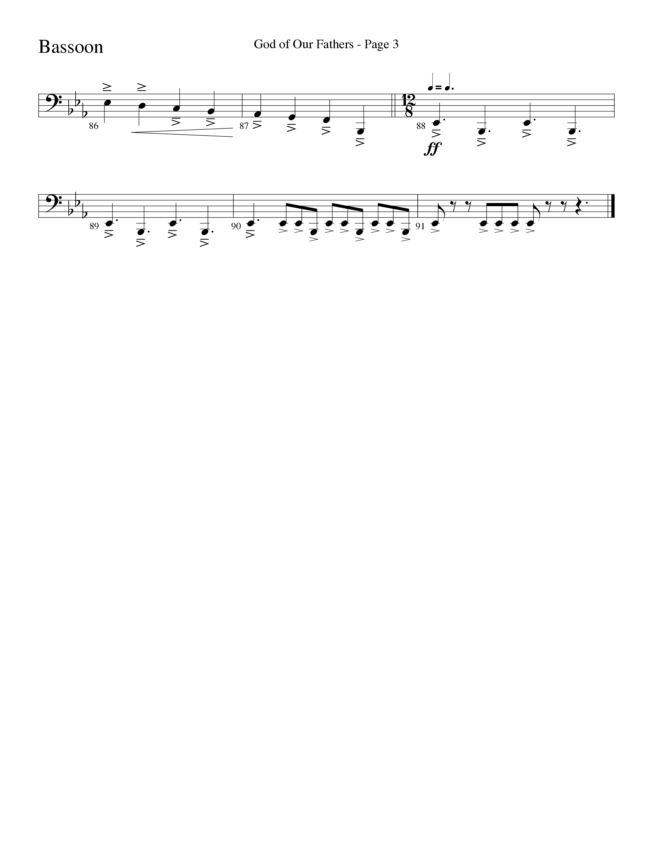God Of Our Fathers (Choral Anthem SATB) Bassoon (Word Music Choral / Arr. David Clydesdale)