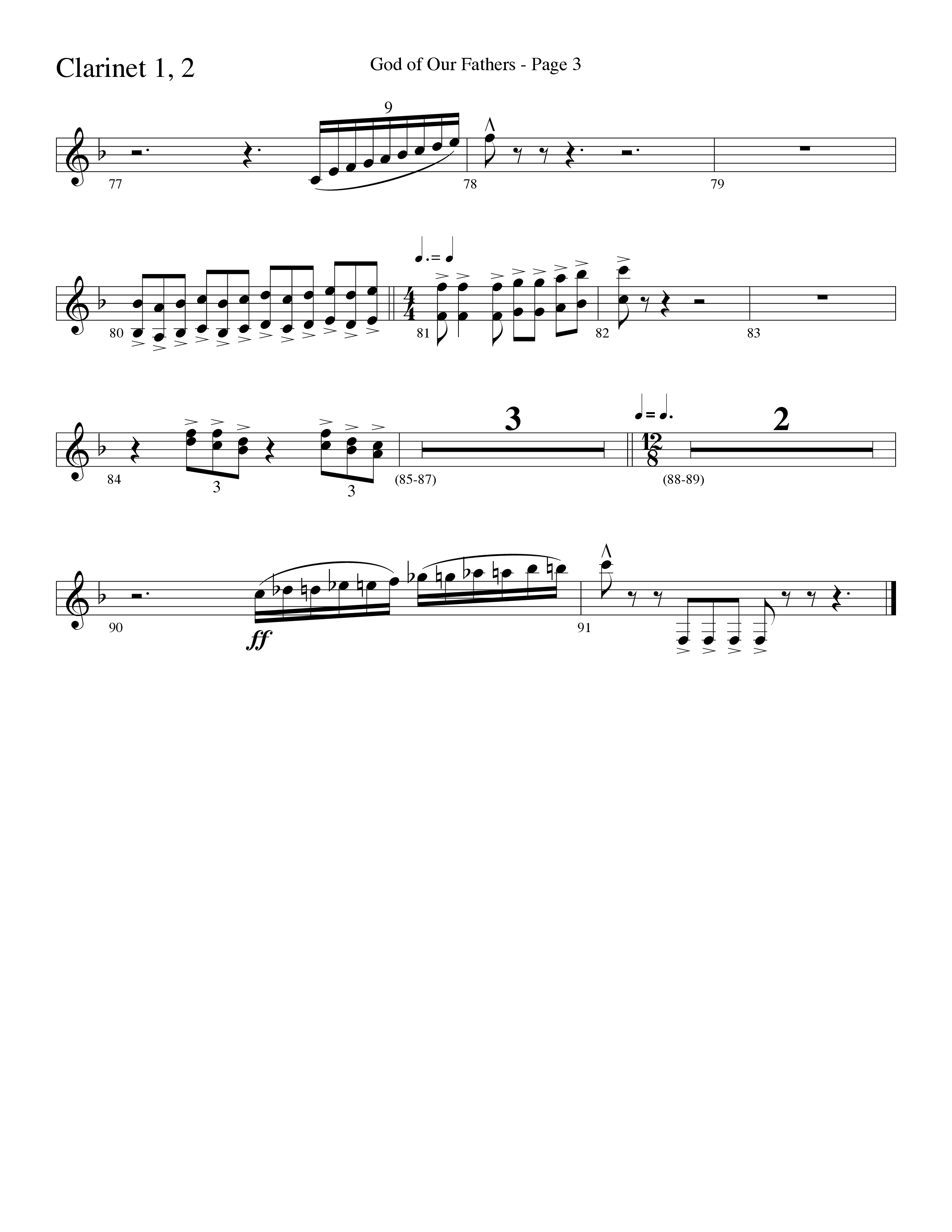 God Of Our Fathers (Choral Anthem SATB) Clarinet 1/2 (Word Music Choral / Arr. David Clydesdale)