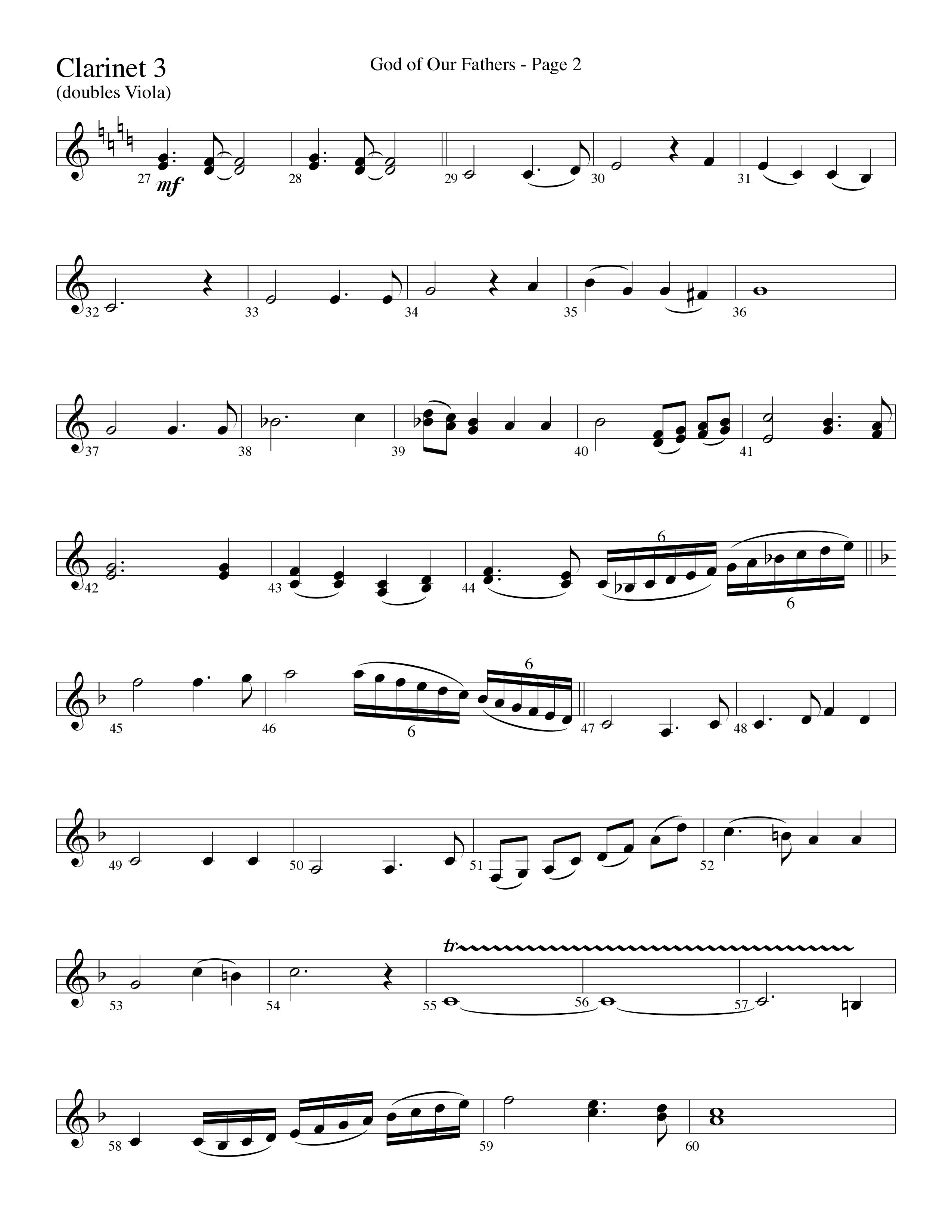 God Of Our Fathers (Choral Anthem SATB) Clarinet 3 (Word Music Choral / Arr. David Clydesdale)