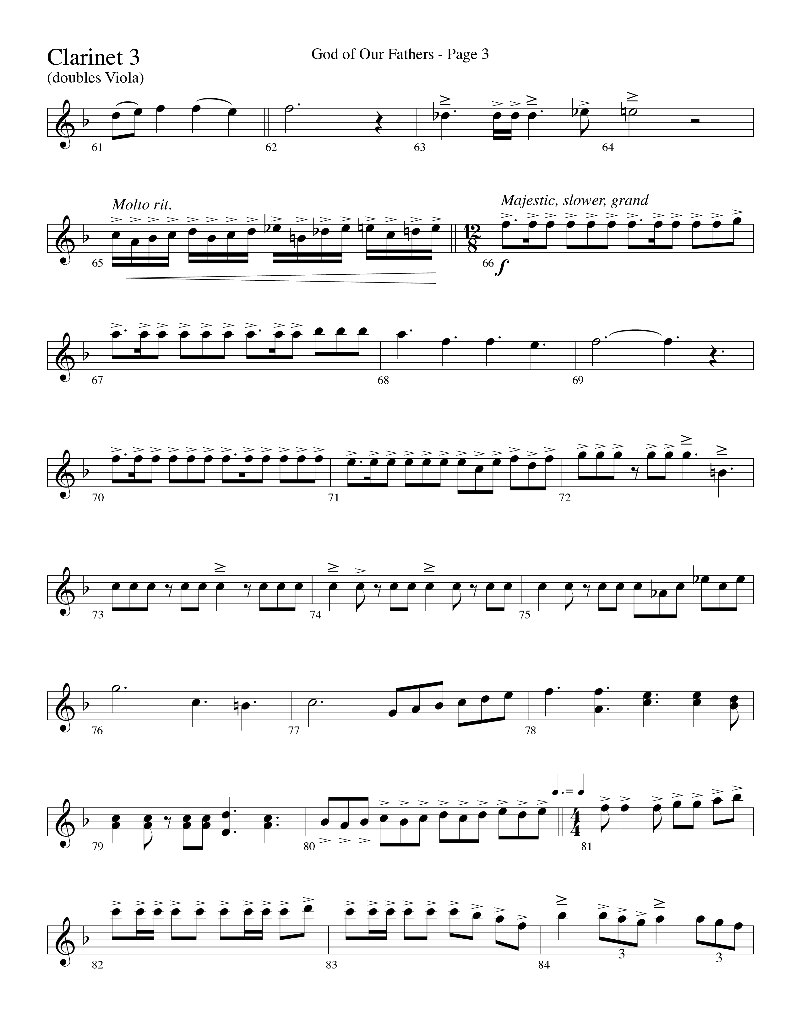 God Of Our Fathers (Choral Anthem SATB) Clarinet 3 (Word Music Choral / Arr. David Clydesdale)