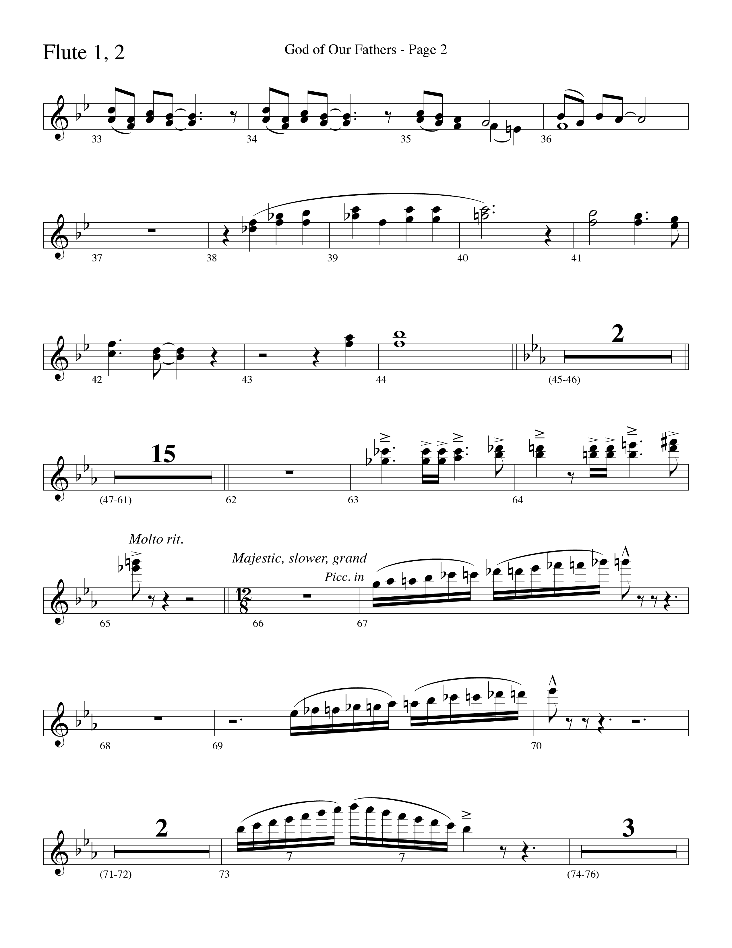 God Of Our Fathers (Choral Anthem SATB) Flute 1/2 (Word Music Choral / Arr. David Clydesdale)