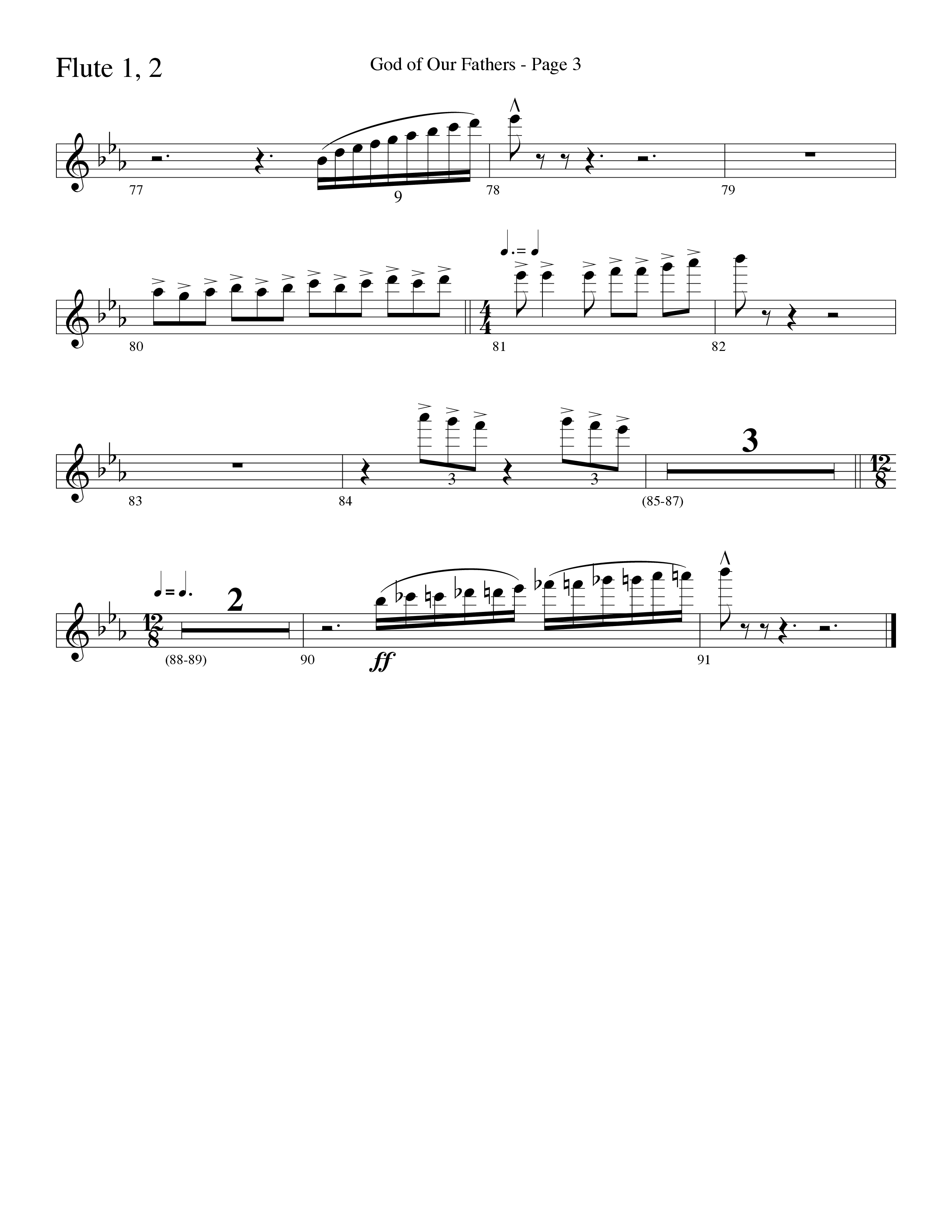 God Of Our Fathers (Choral Anthem SATB) Flute 1/2 (Word Music Choral / Arr. David Clydesdale)