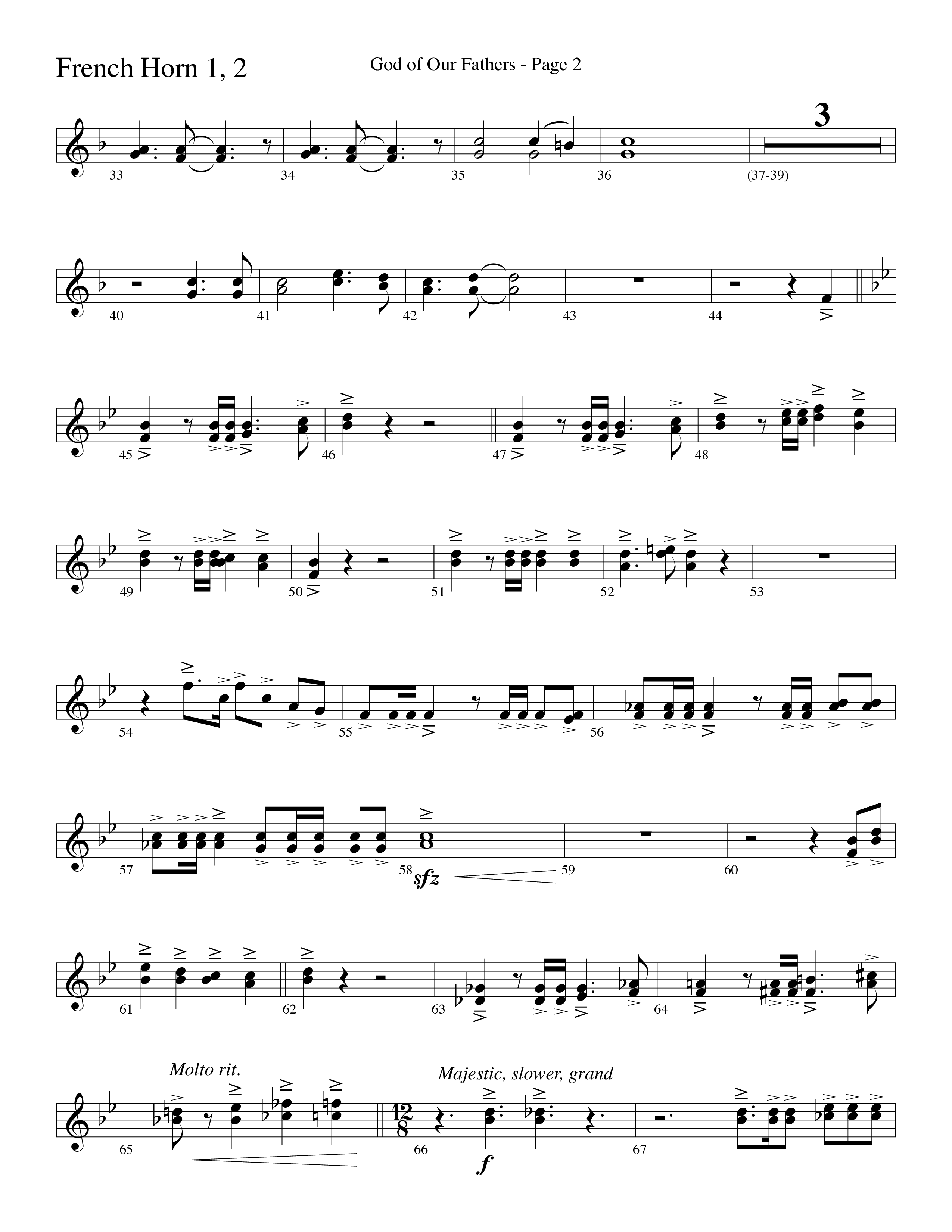 God Of Our Fathers (Choral Anthem SATB) French Horn 1/2 (Word Music Choral / Arr. David Clydesdale)