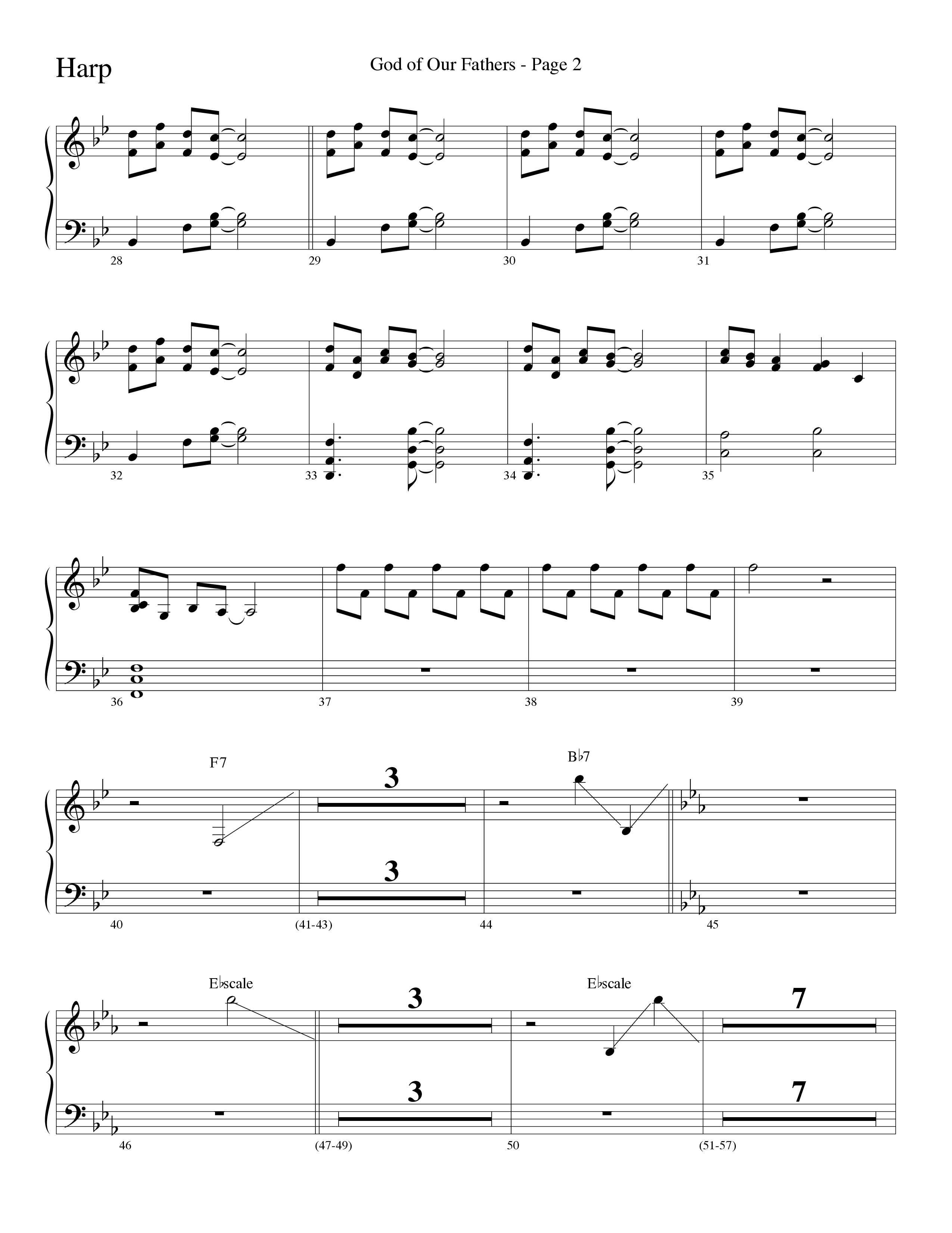 God Of Our Fathers (Choral Anthem SATB) Harp (Word Music Choral / Arr. David Clydesdale)