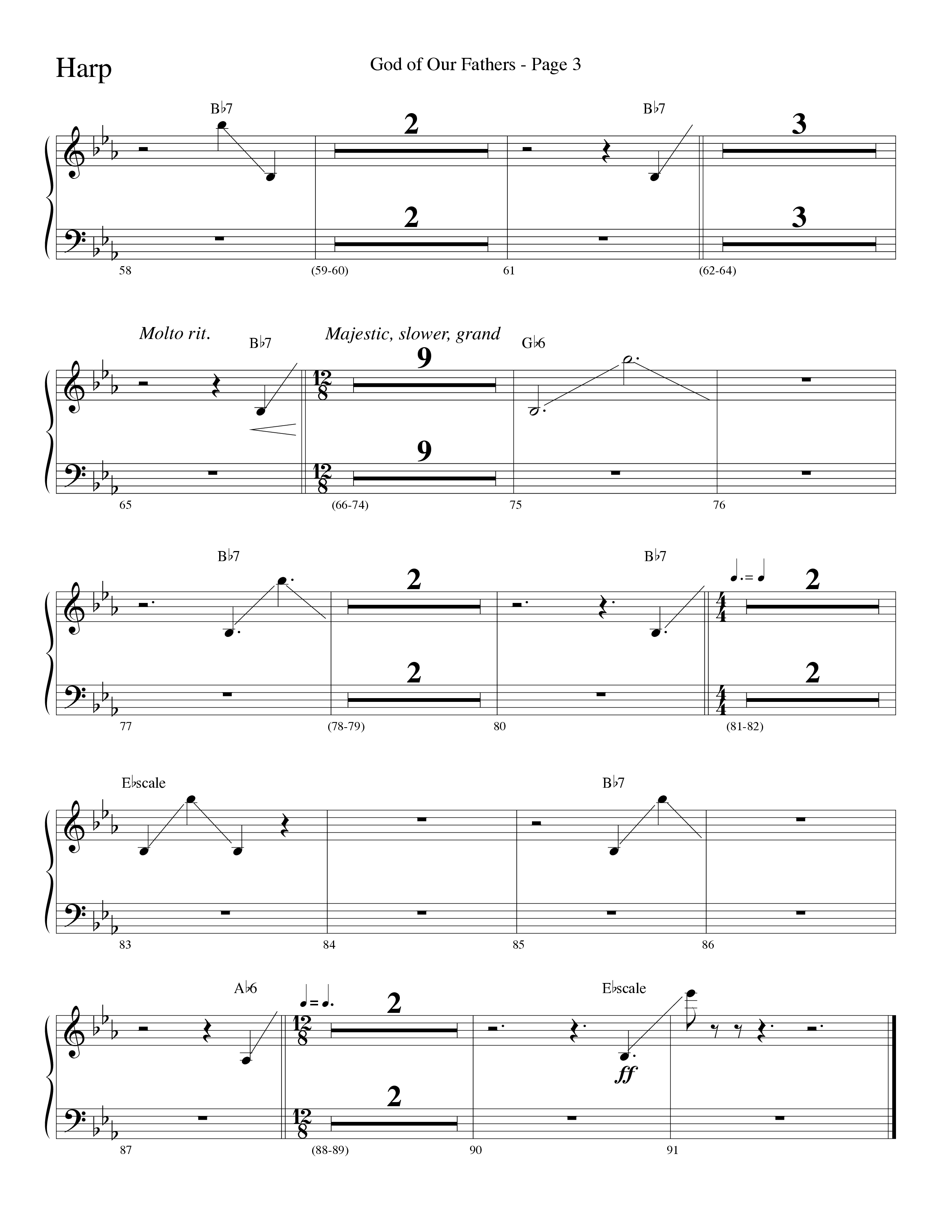 God Of Our Fathers (Choral Anthem SATB) Harp (Word Music Choral / Arr. David Clydesdale)