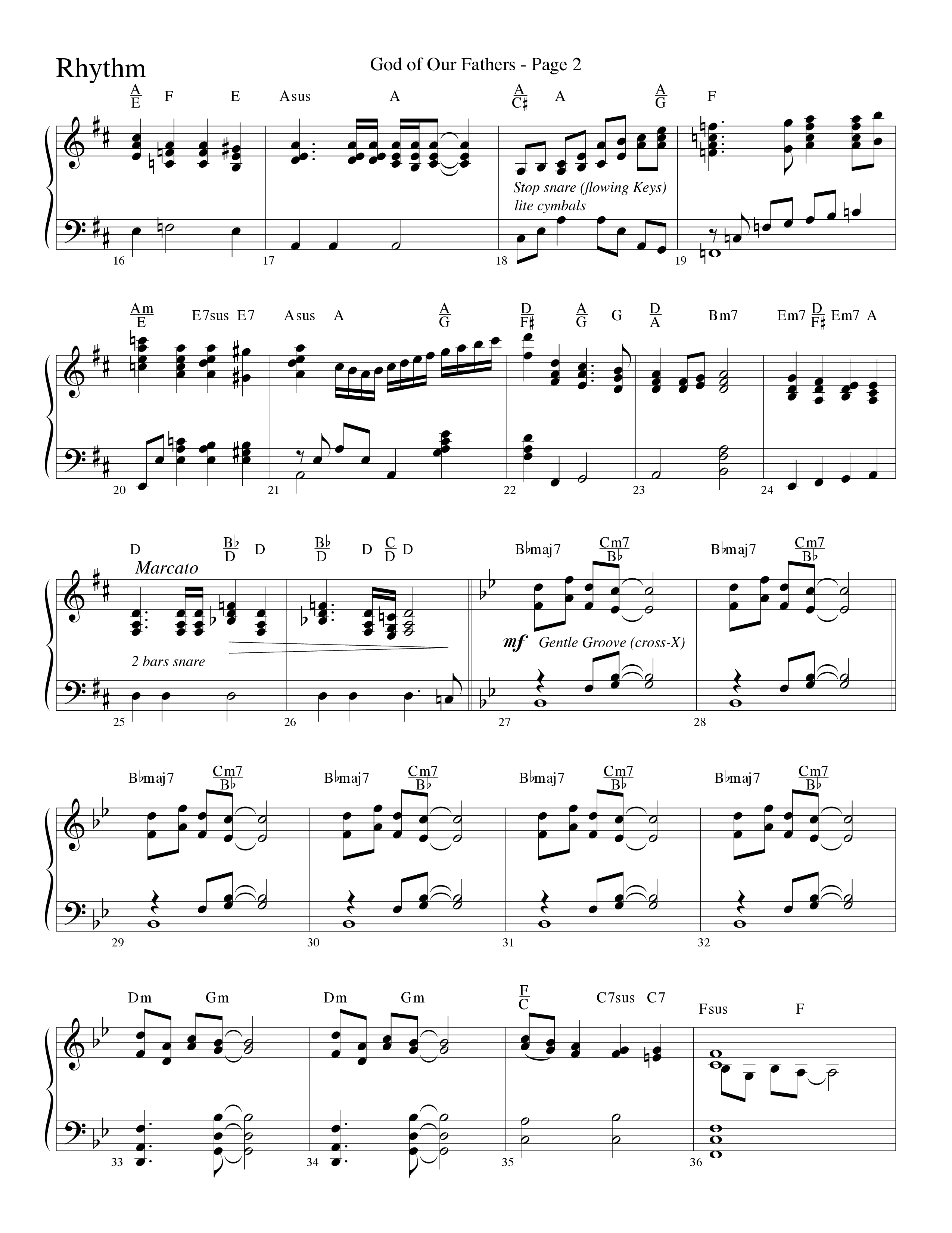 God Of Our Fathers (Choral Anthem SATB) Rhythm Chart (Word Music Choral / Arr. David Clydesdale)