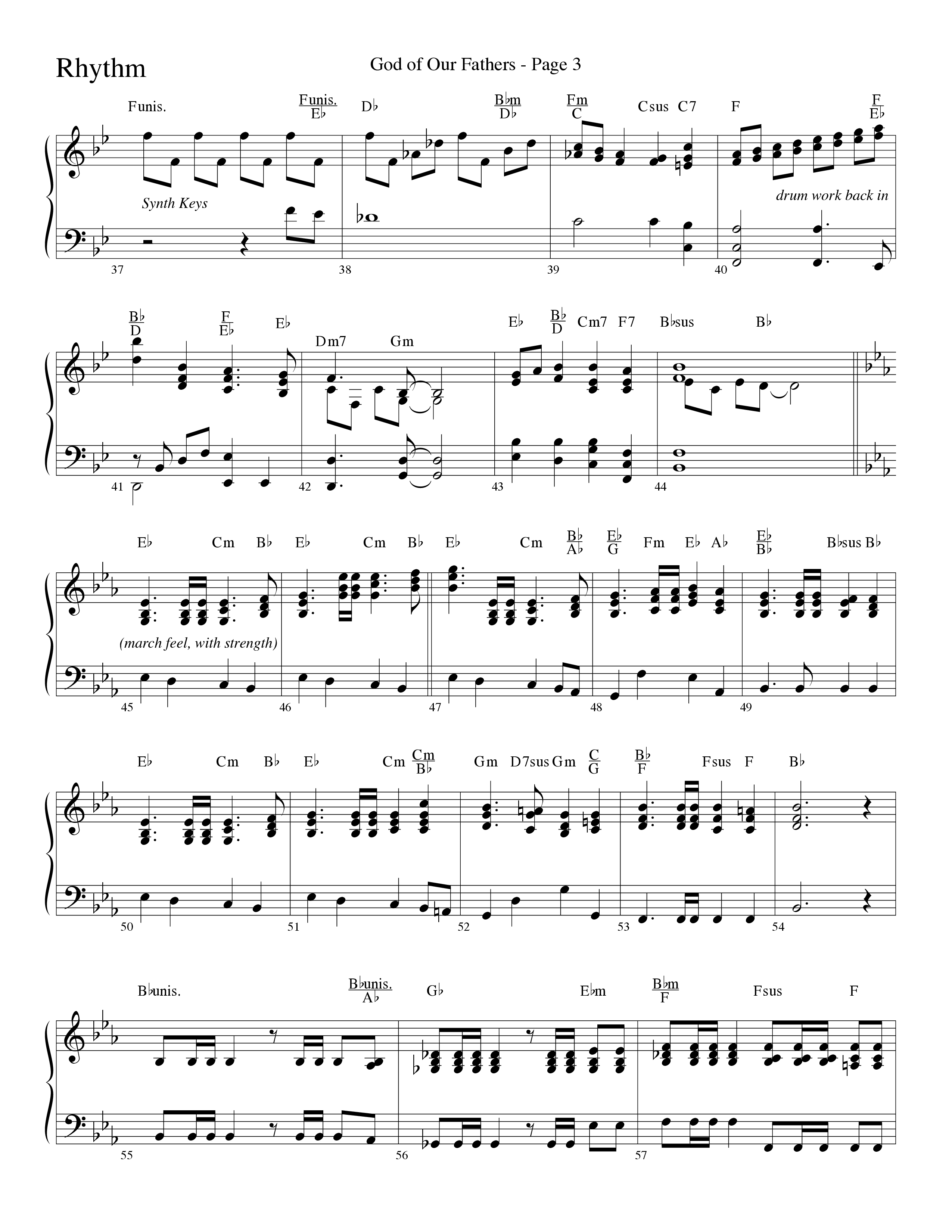 God Of Our Fathers (Choral Anthem SATB) Rhythm Chart (Word Music Choral / Arr. David Clydesdale)