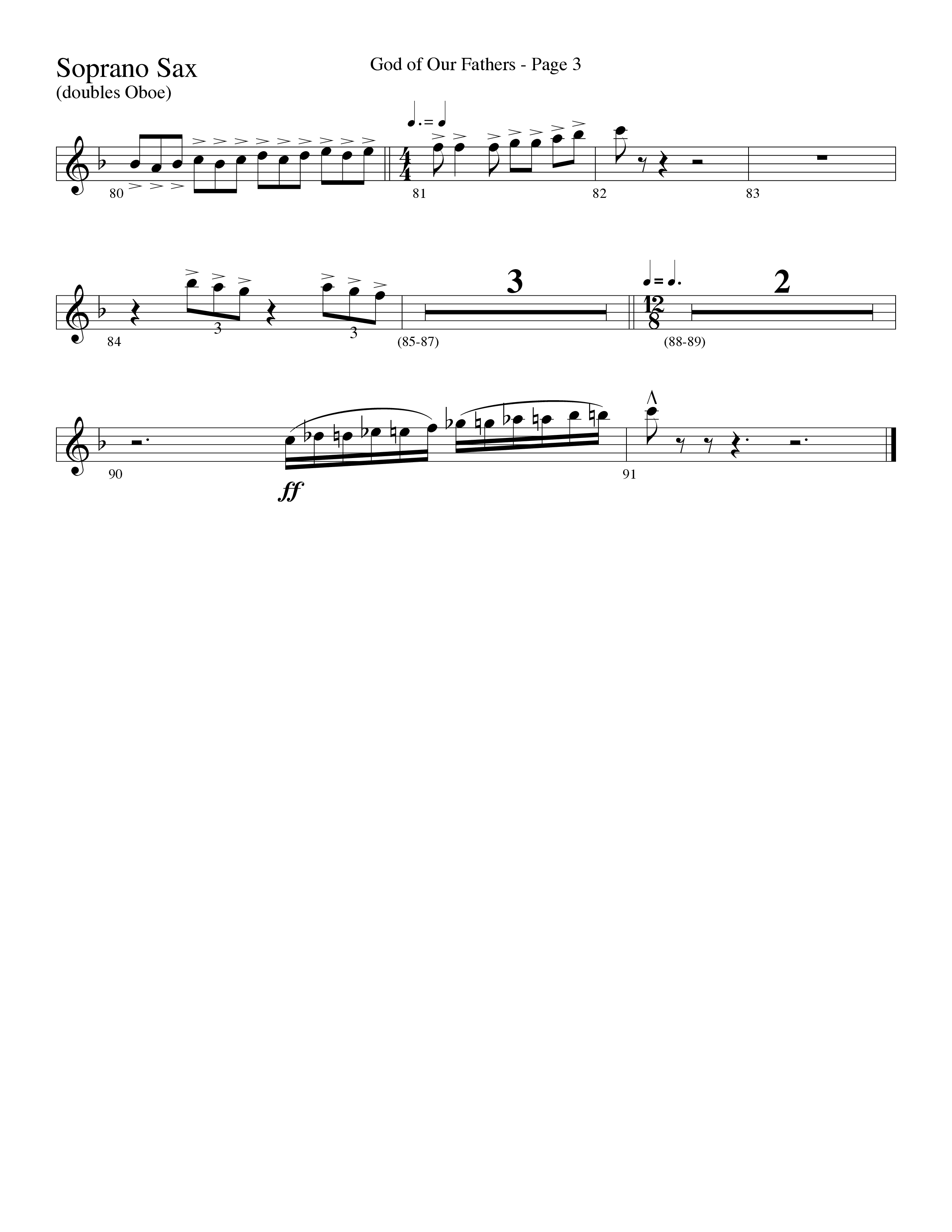 God Of Our Fathers (Choral Anthem SATB) Soprano Sax (Word Music Choral / Arr. David Clydesdale)