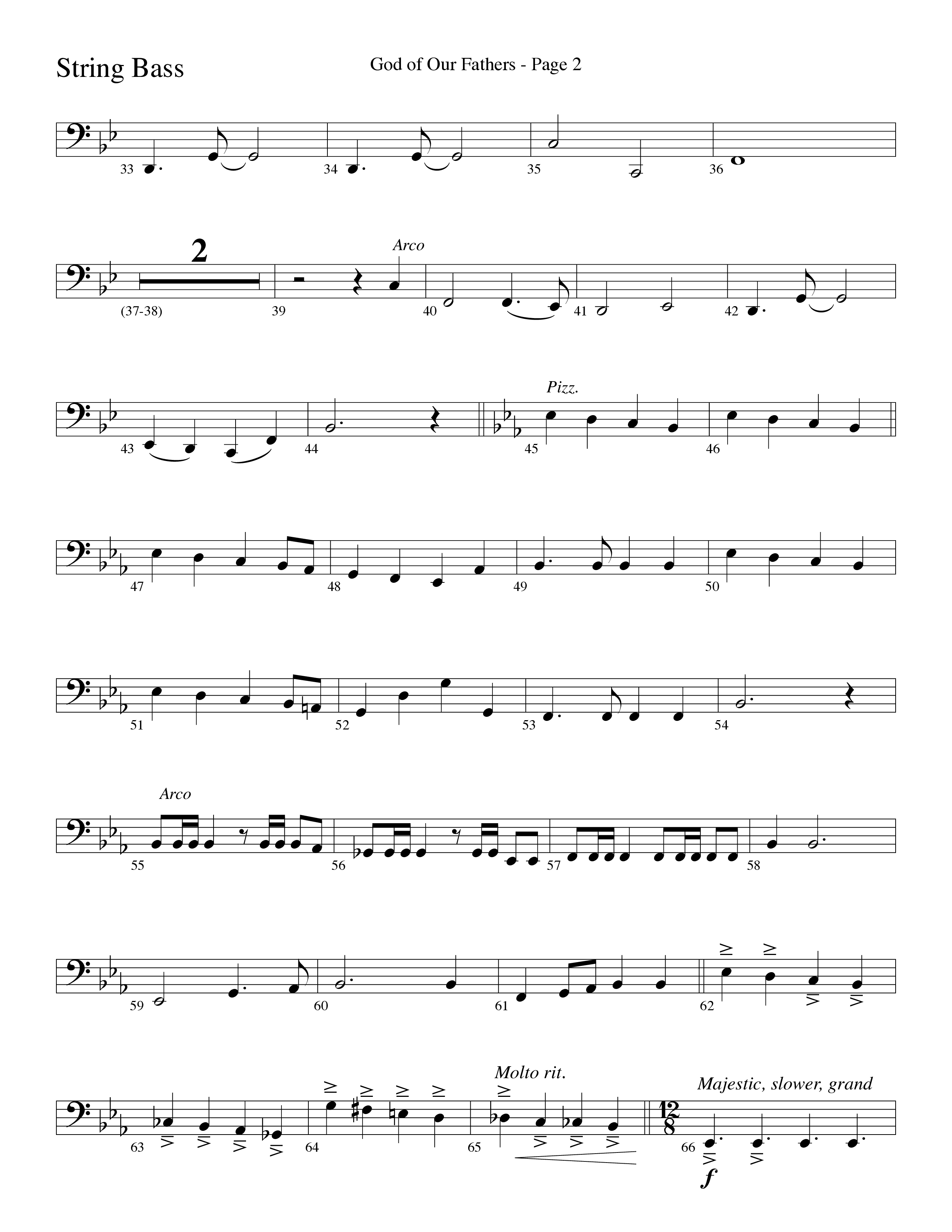 God Of Our Fathers (Choral Anthem SATB) String Bass (Word Music Choral / Arr. David Clydesdale)