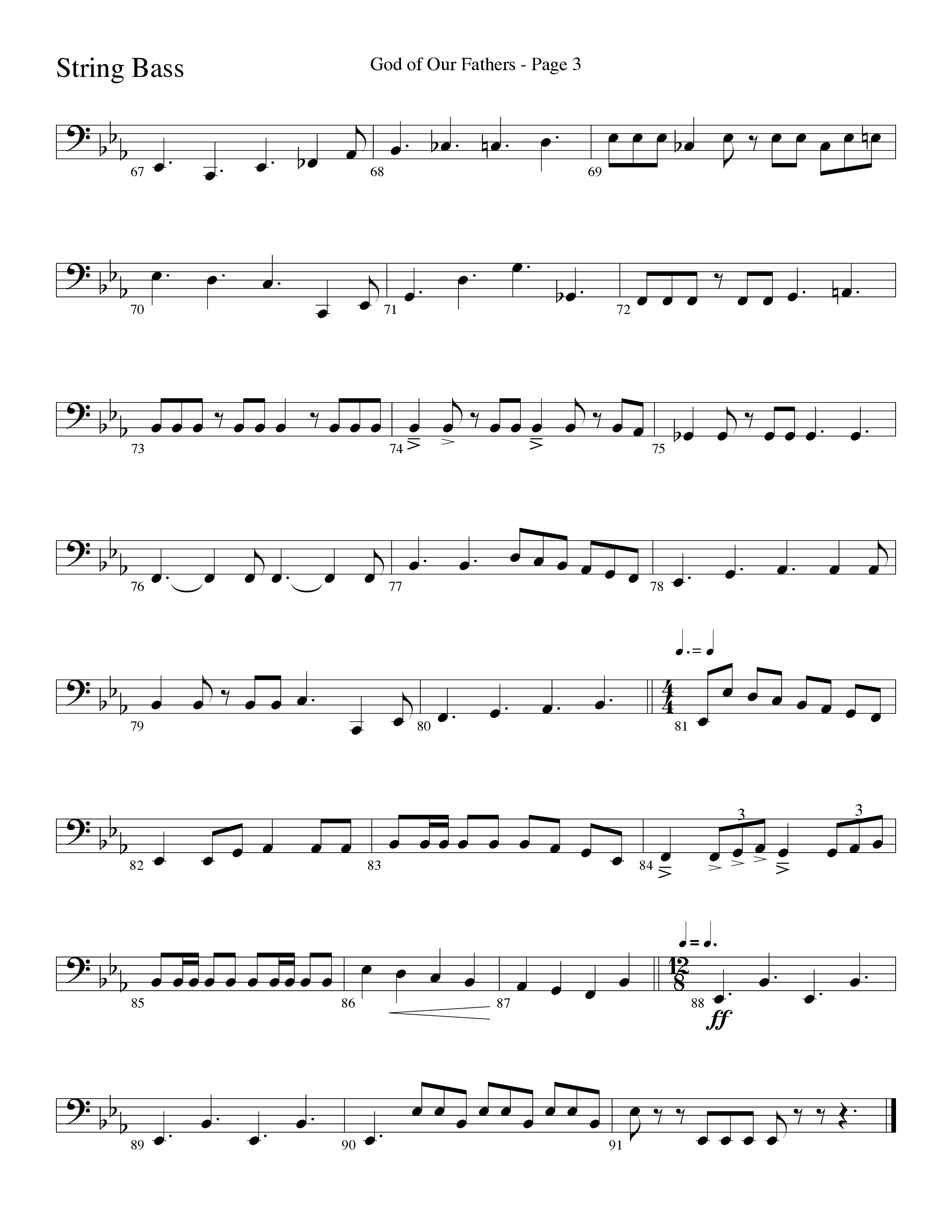 God Of Our Fathers (Choral Anthem SATB) String Bass (Word Music Choral / Arr. David Clydesdale)