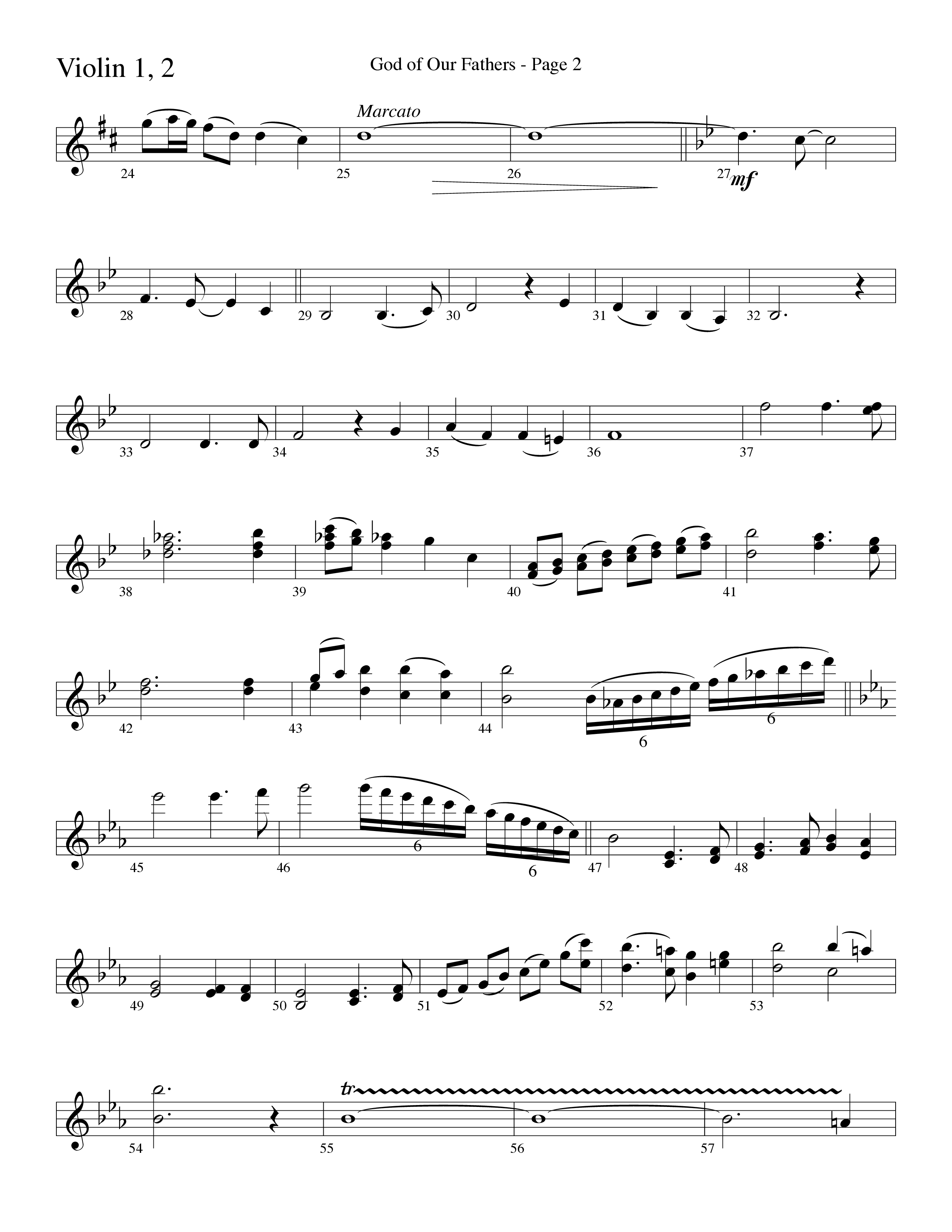God Of Our Fathers (Choral Anthem SATB) Violin 1/2 (Word Music Choral / Arr. David Clydesdale)