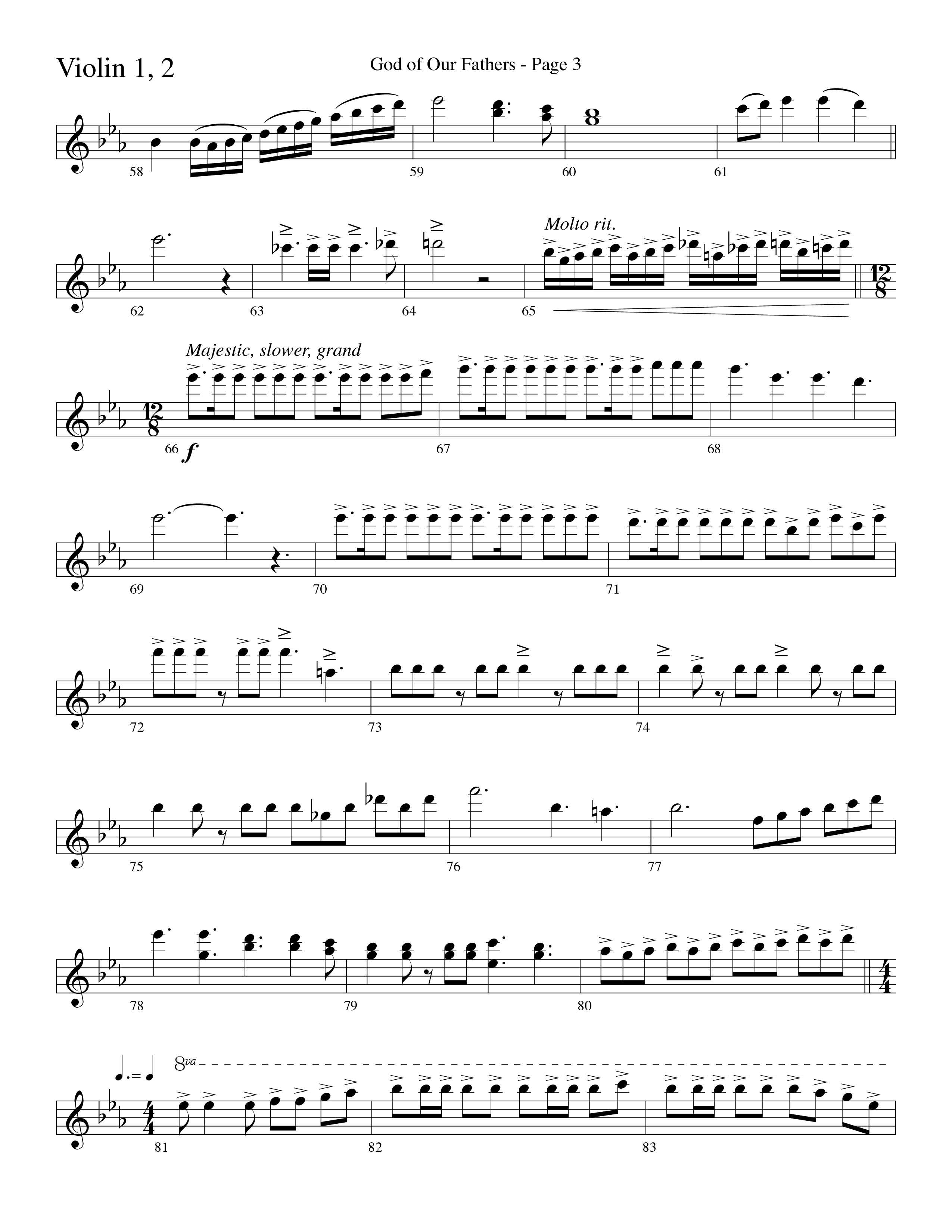 God Of Our Fathers (Choral Anthem SATB) Violin 1/2 (Word Music Choral / Arr. David Clydesdale)