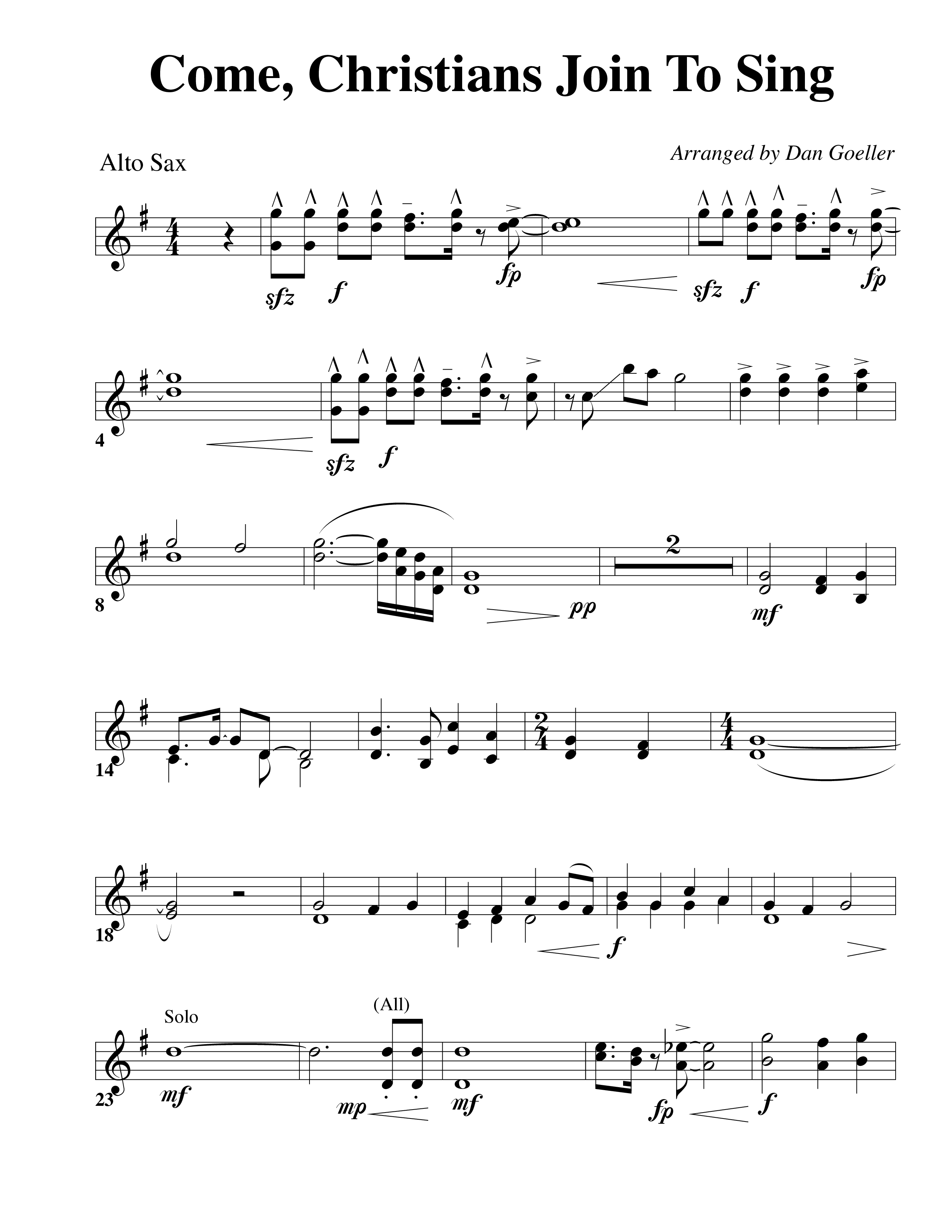 Come Christians Join To Sing Alto Sax (Word Music Choral / Arr. Dan Goeller)