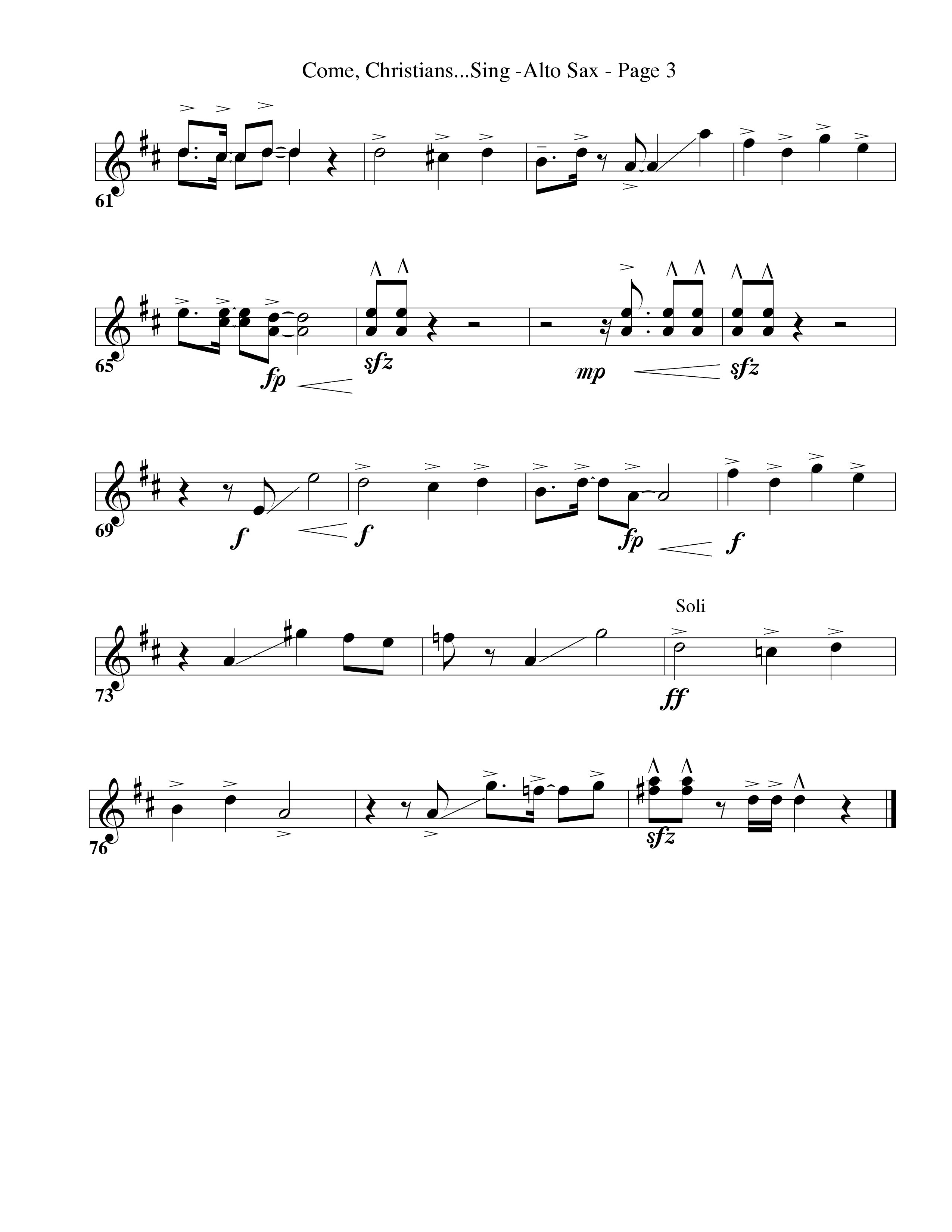 Come Christians Join To Sing Alto Sax (Word Music Choral / Arr. Dan Goeller)