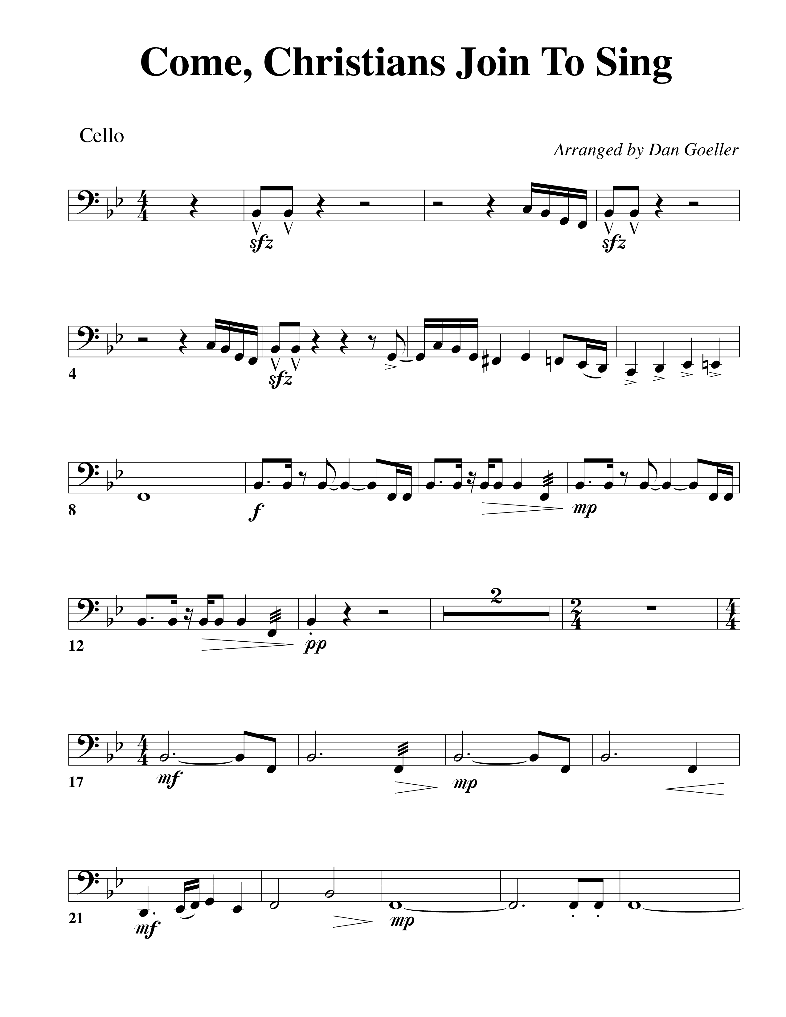 Come Christians Join To Sing Cello (Word Music Choral / Arr. Dan Goeller)