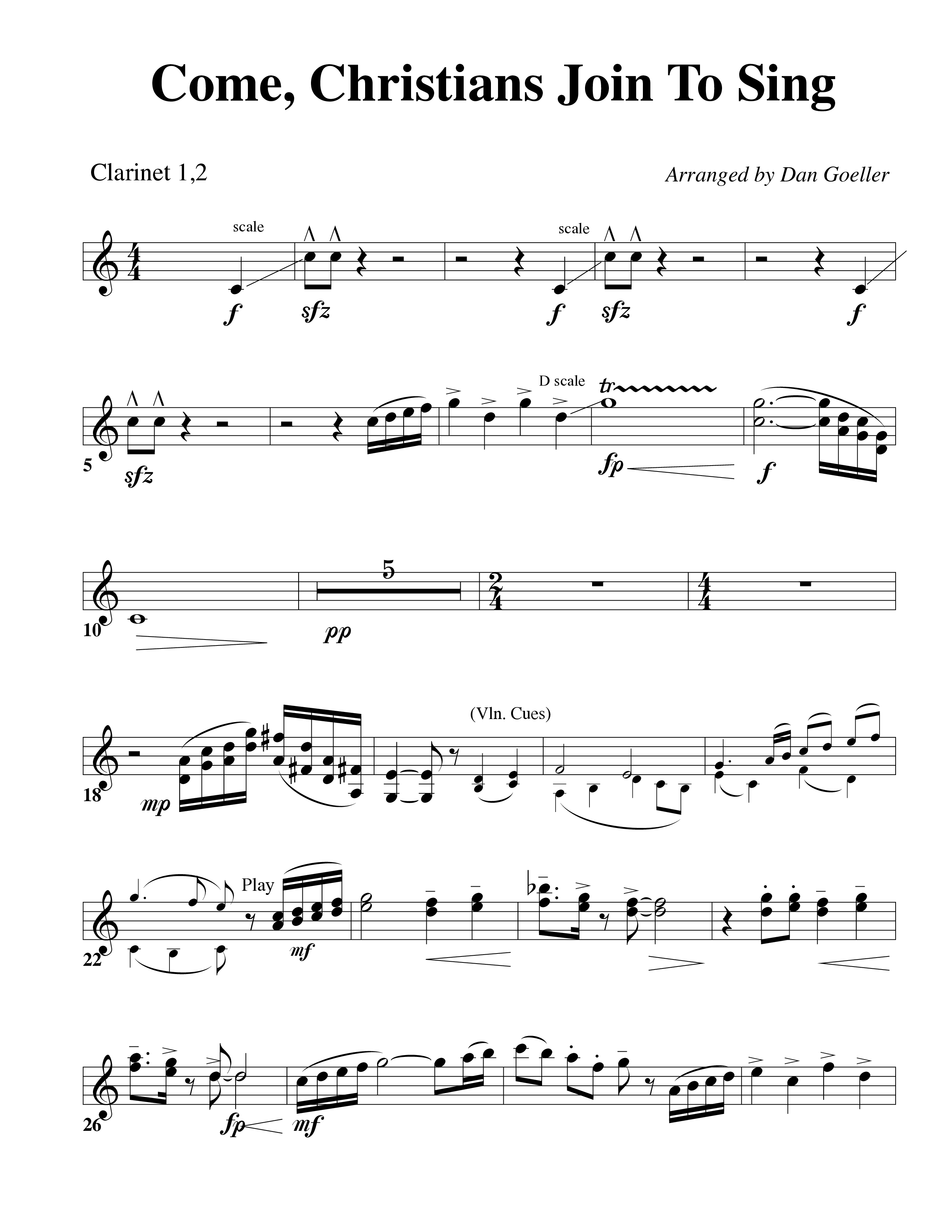 Come Christians Join To Sing Clarinet 1/2 (Word Music Choral / Arr. Dan Goeller)