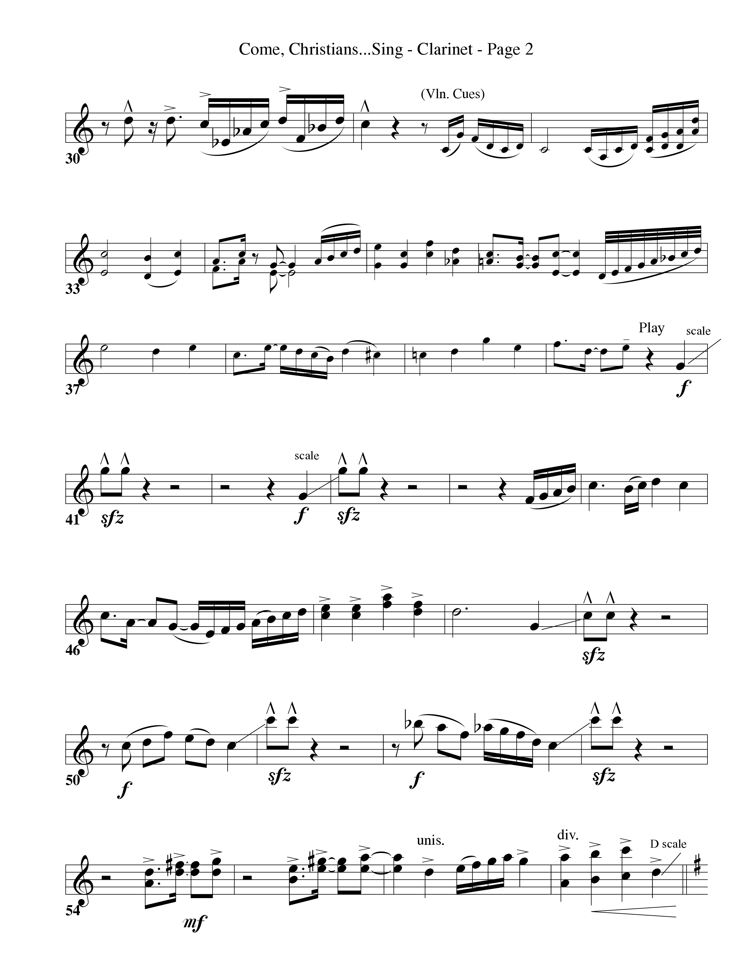 Come Christians Join To Sing Clarinet 1/2 (Word Music Choral / Arr. Dan Goeller)
