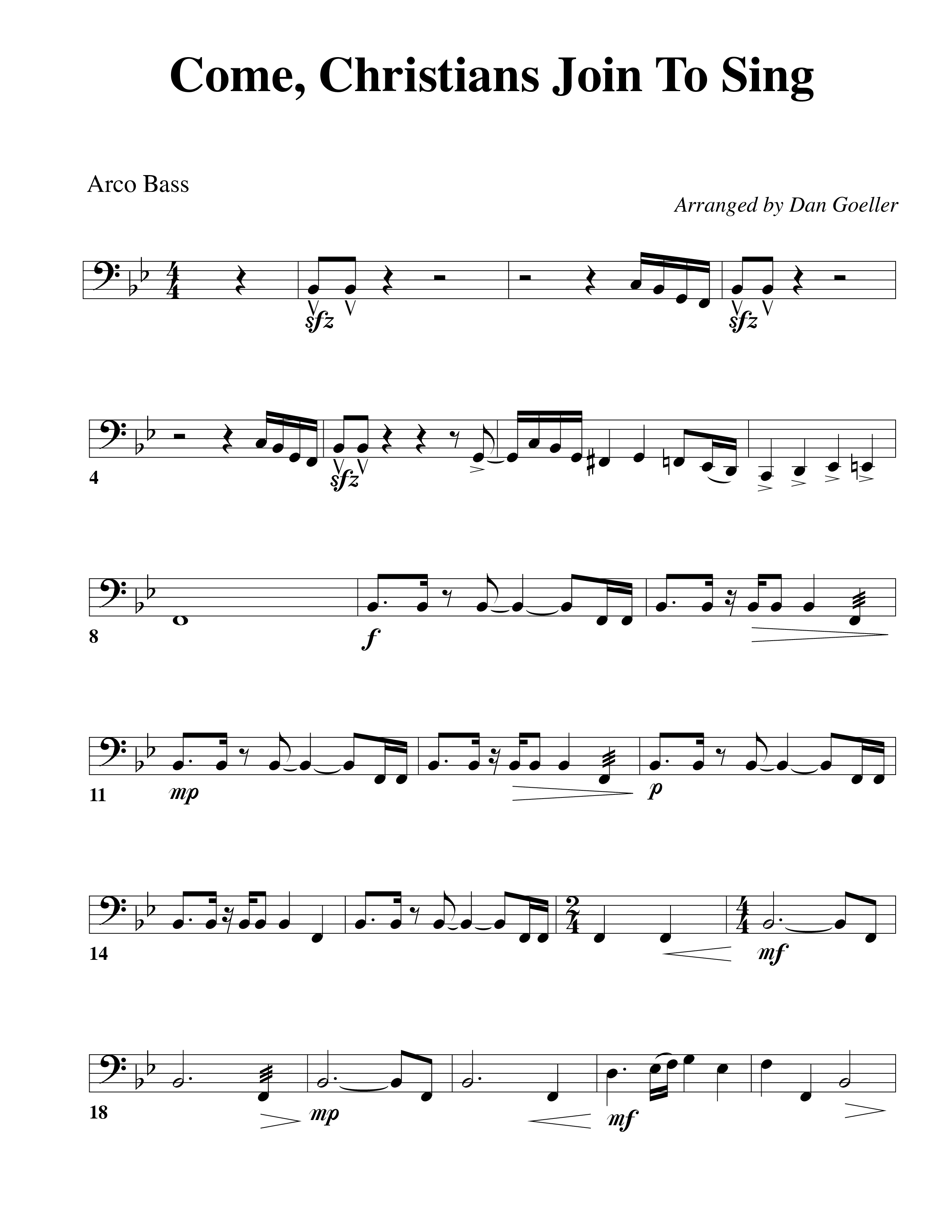 Come Christians Join To Sing Double Bass (Word Music Choral / Arr. Dan Goeller)