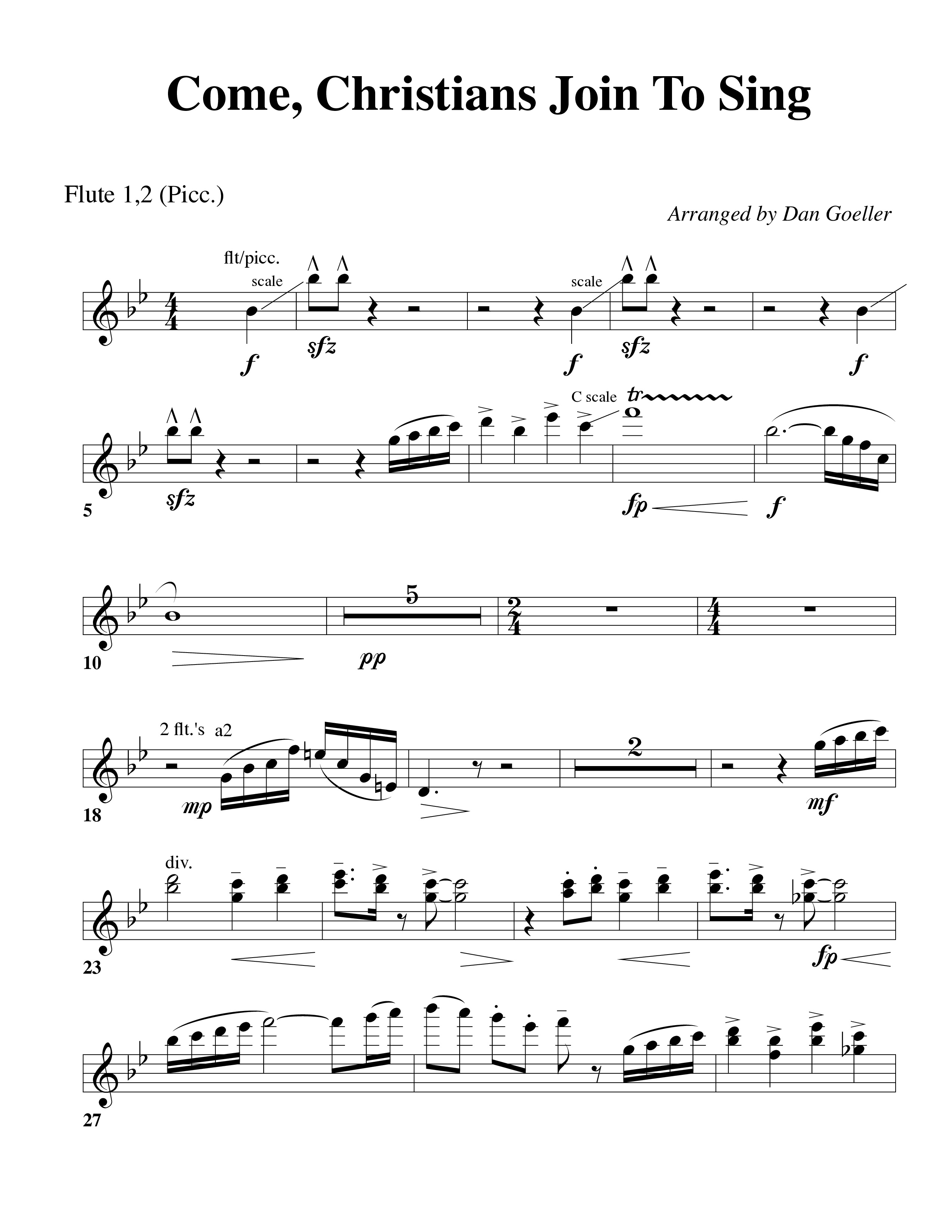 Come Christians Join To Sing Flute 1/2 (Word Music Choral / Arr. Dan Goeller)