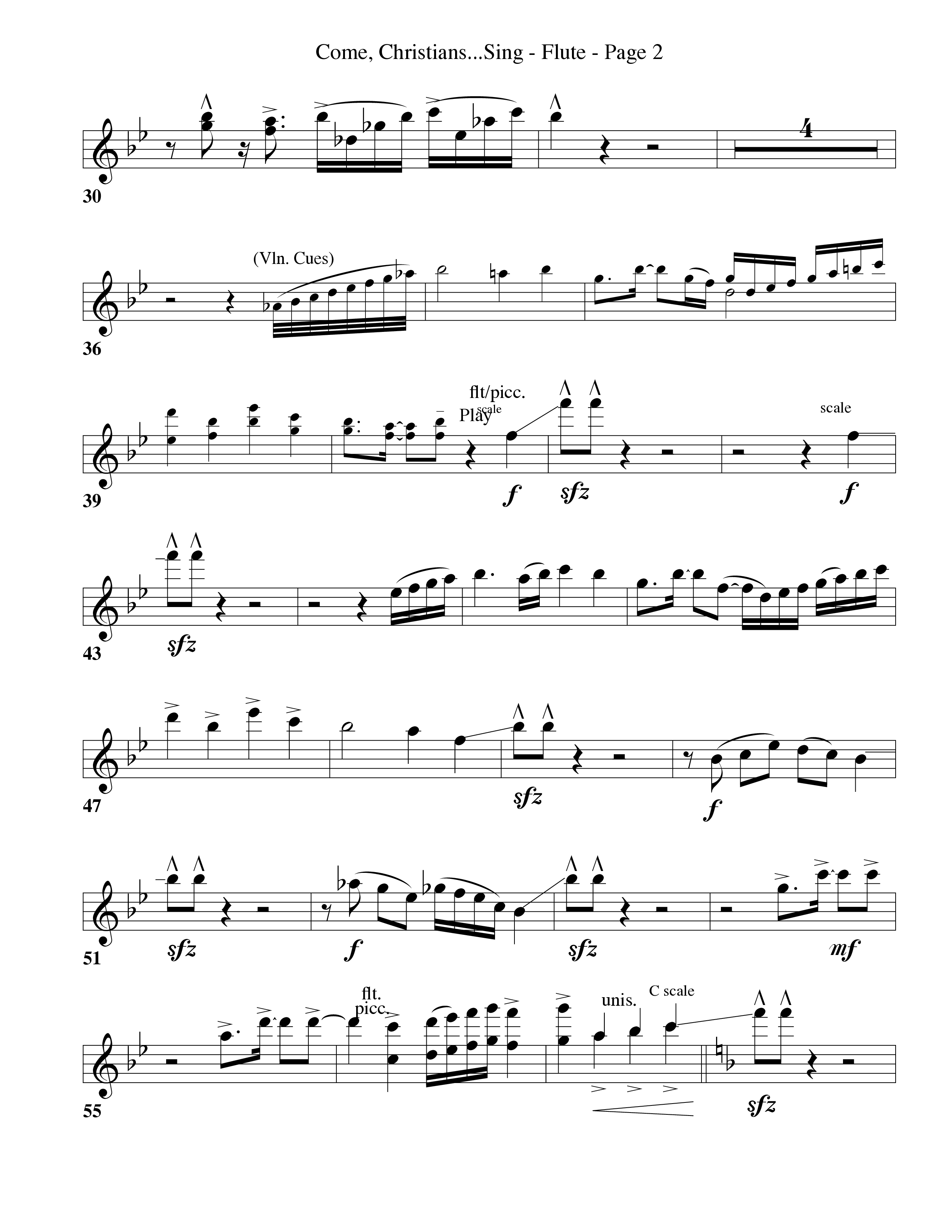 Come Christians Join To Sing Flute 1/2 (Word Music Choral / Arr. Dan Goeller)