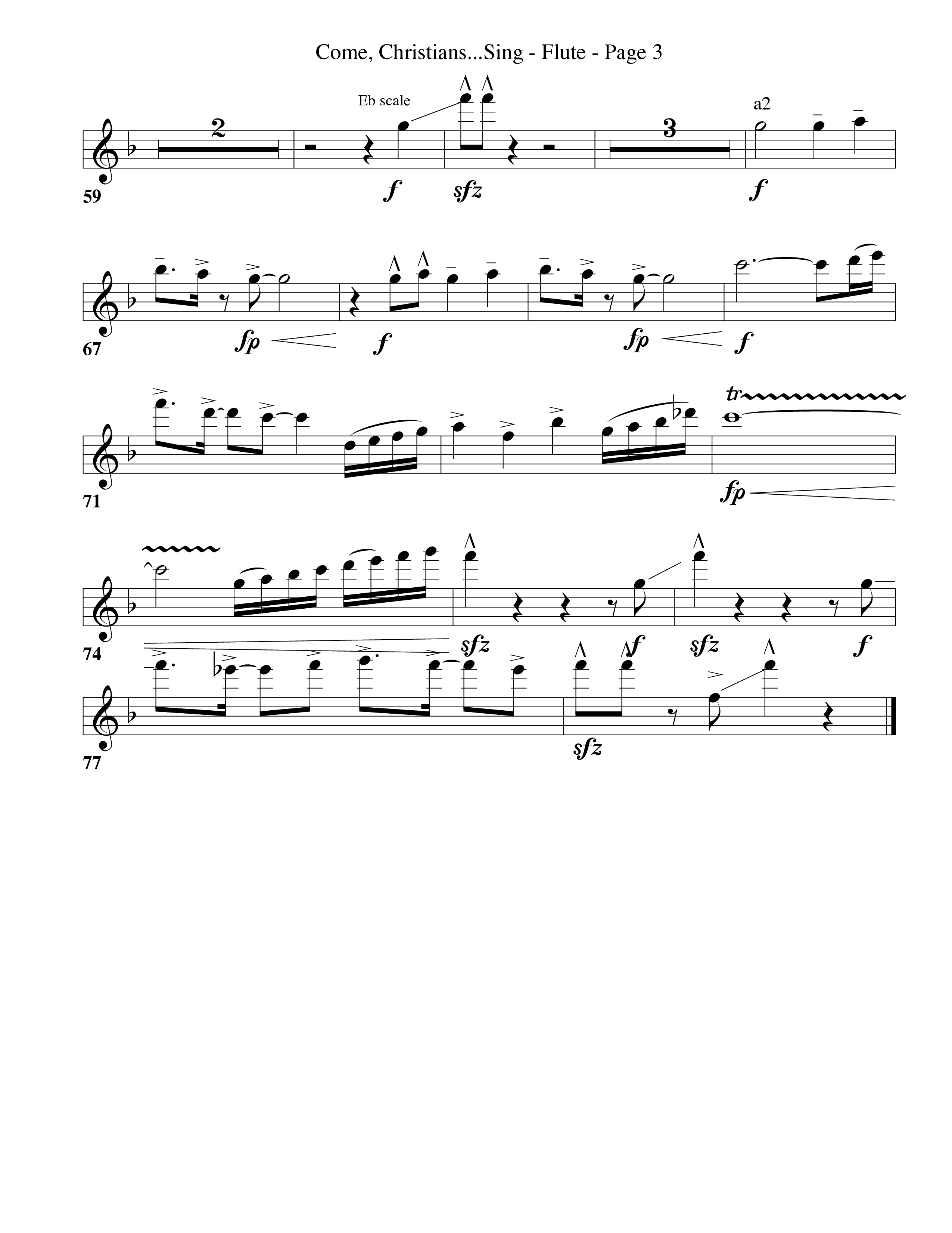 Come Christians Join To Sing Flute 1/2 (Word Music Choral / Arr. Dan Goeller)