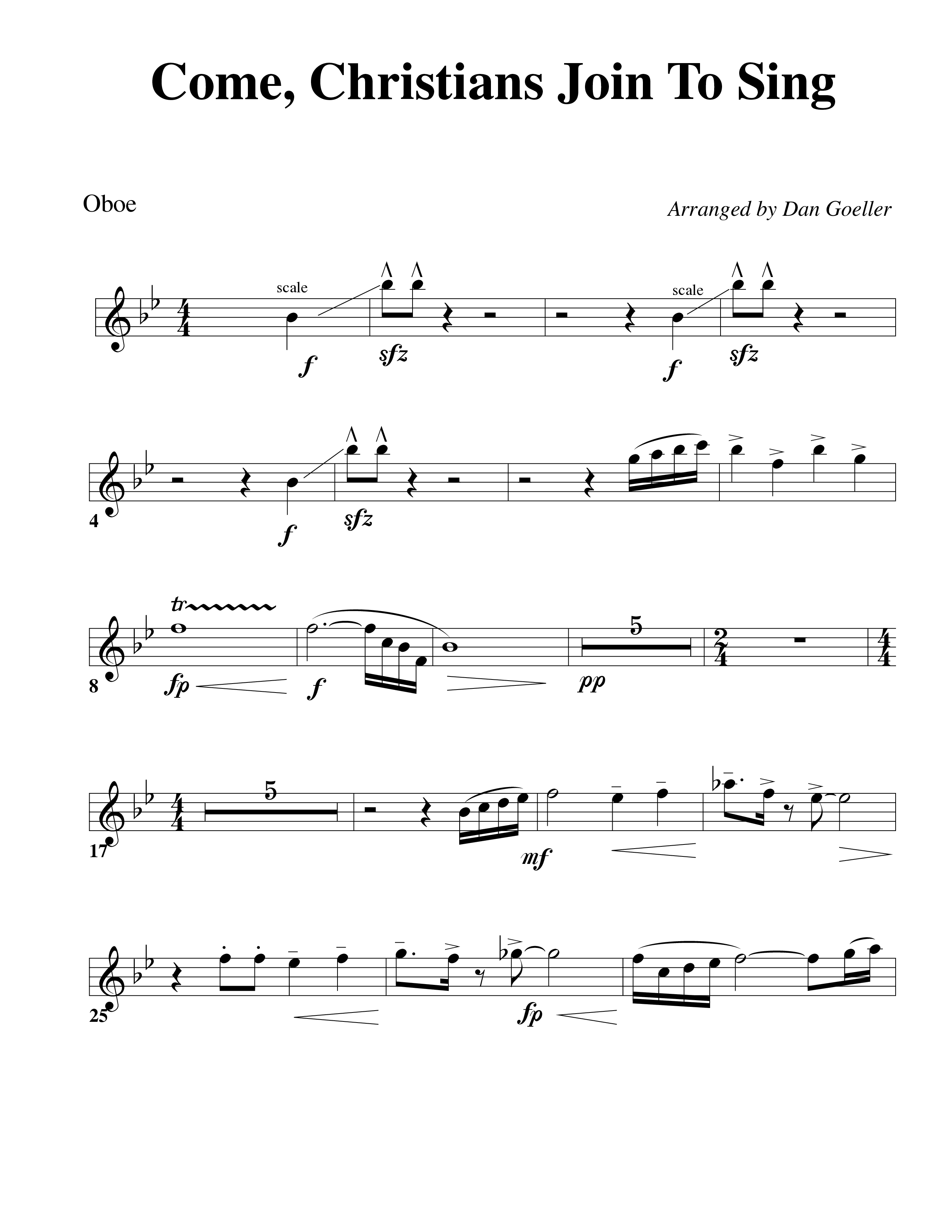 Come Christians Join To Sing Oboe (Word Music Choral / Arr. Dan Goeller)