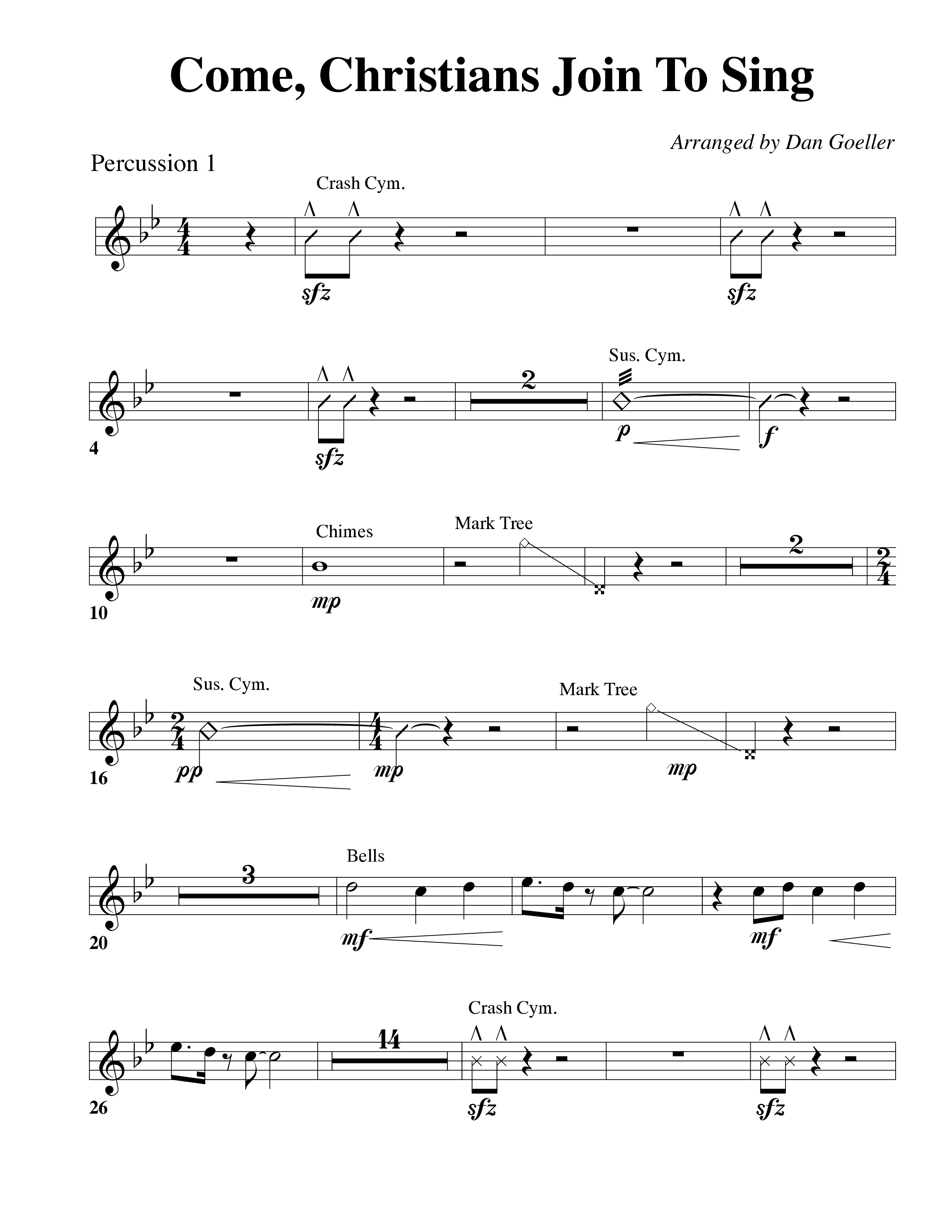 Come Christians Join To Sing Percussion 1/2 (Word Music Choral / Arr. Dan Goeller)