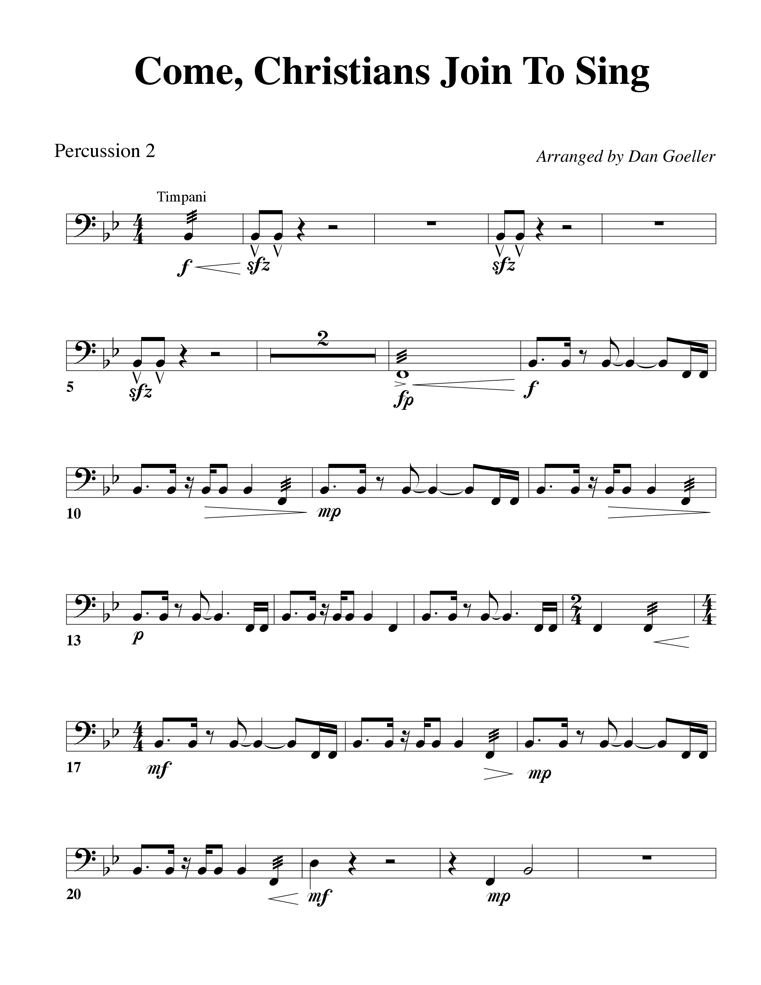 Come Christians Join To Sing Percussion 1/2 (Word Music Choral / Arr. Dan Goeller)