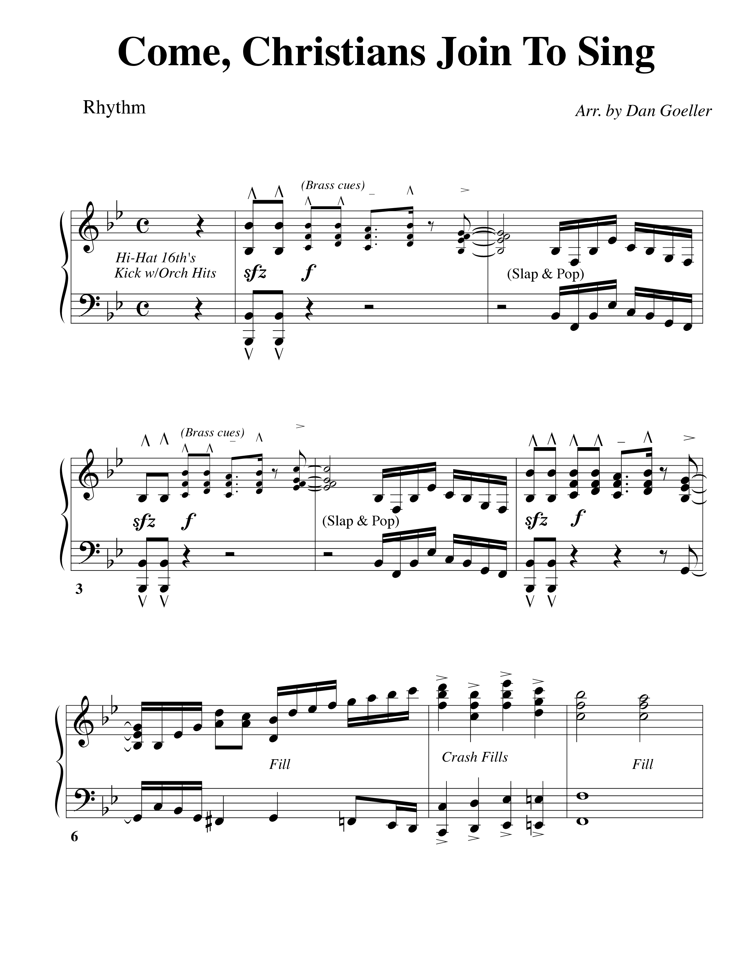 Come Christians Join To Sing Rhythm Chart (Word Music Choral / Arr. Dan Goeller)